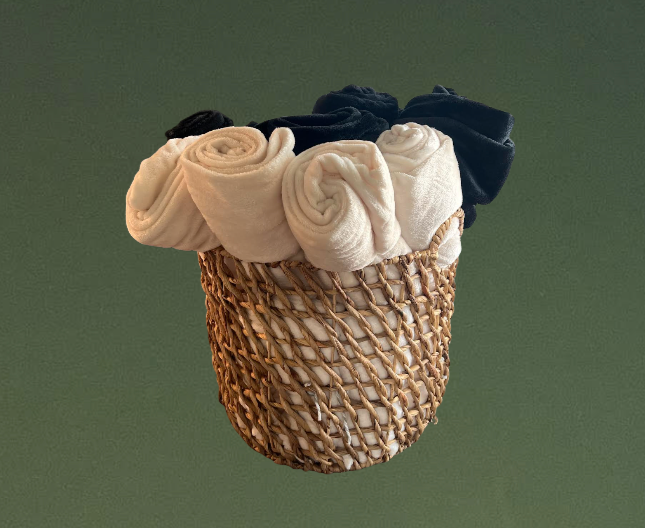 Cream and black blankets 