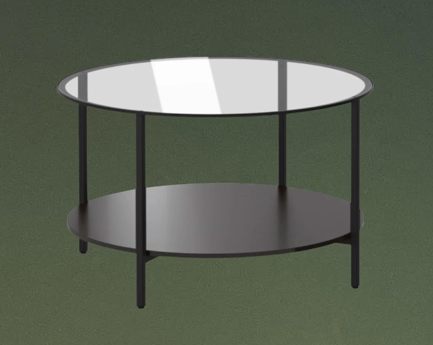 Matte black circle glass coffee table. $55