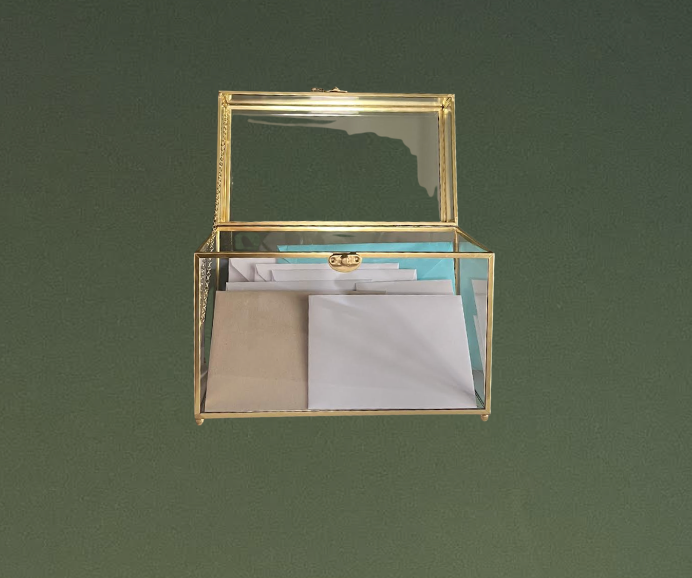 Gold and glass card box $35