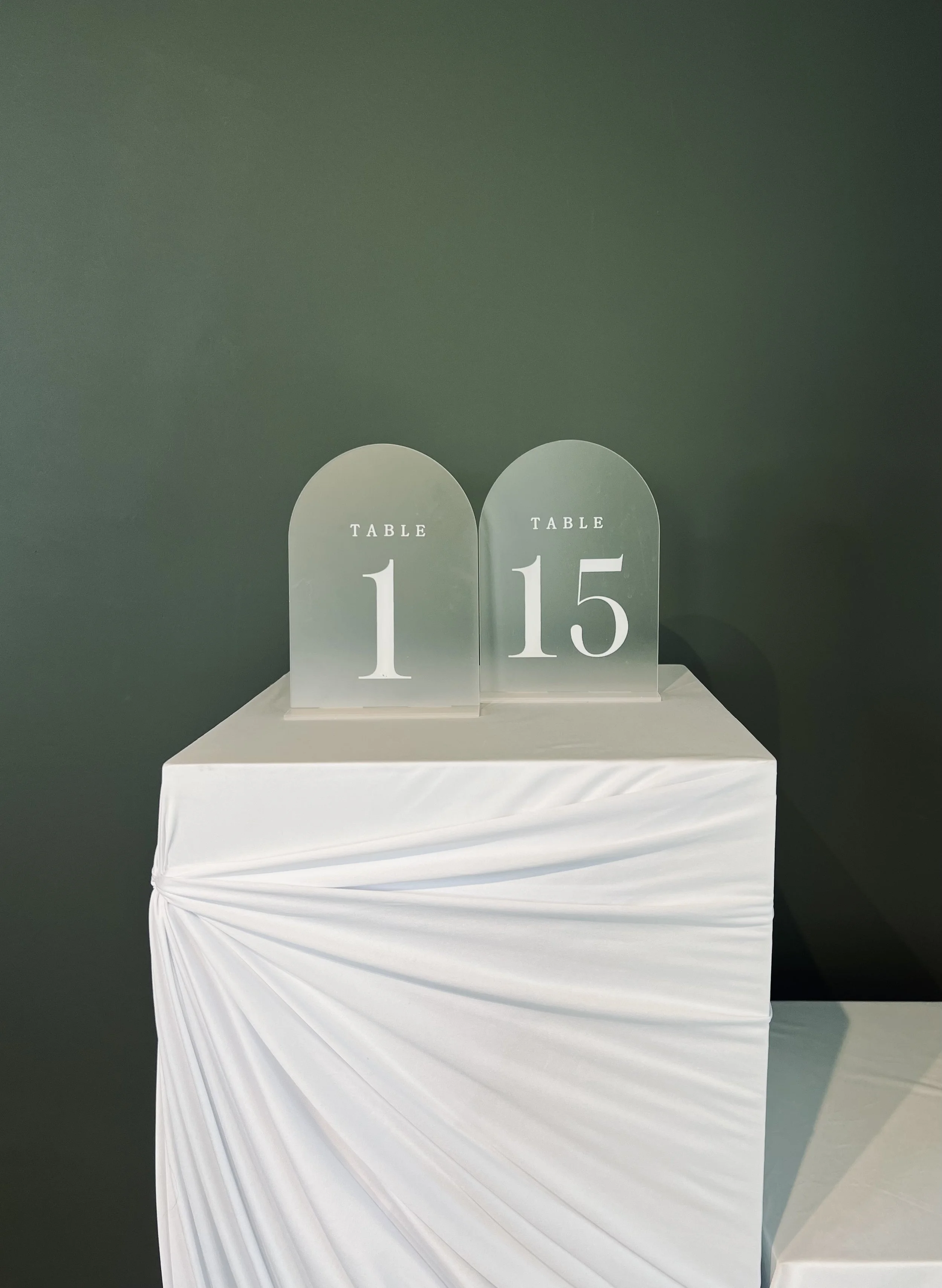 Frosted table numbers. $30 (1-15)