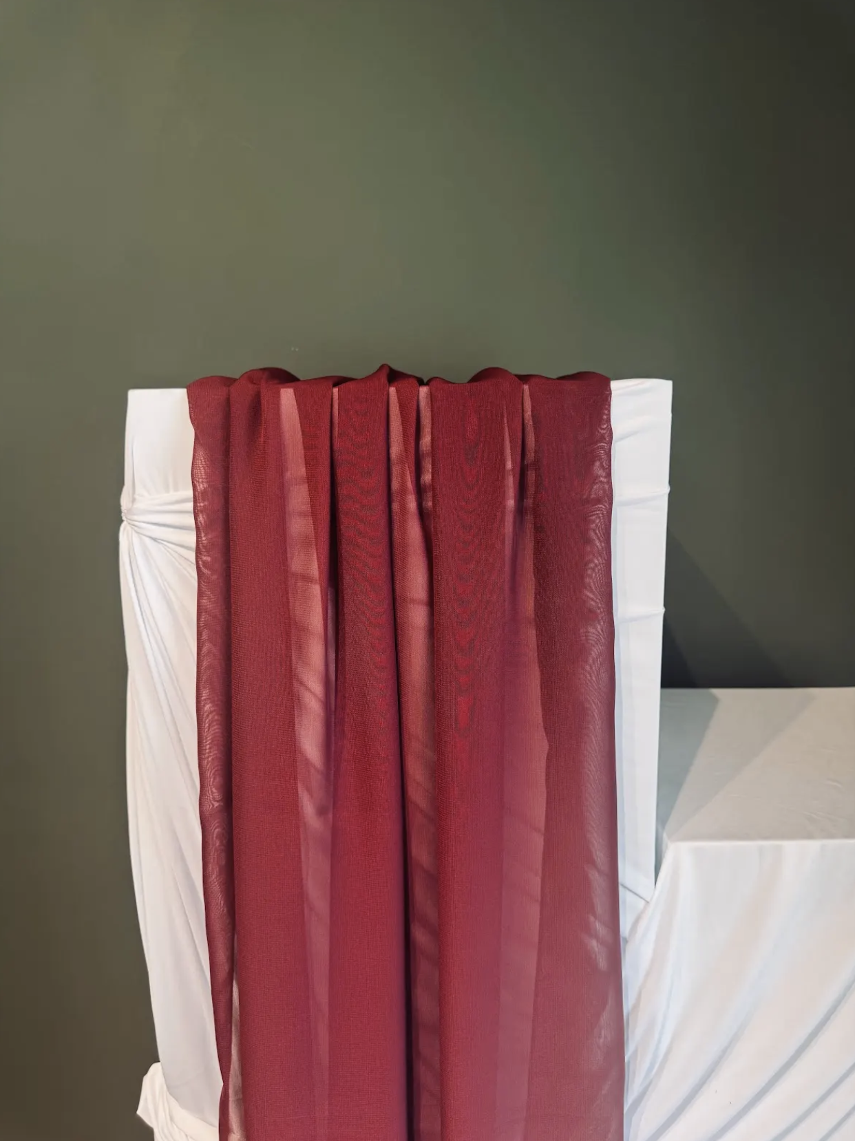 Wine red chiffon table runner $10 per