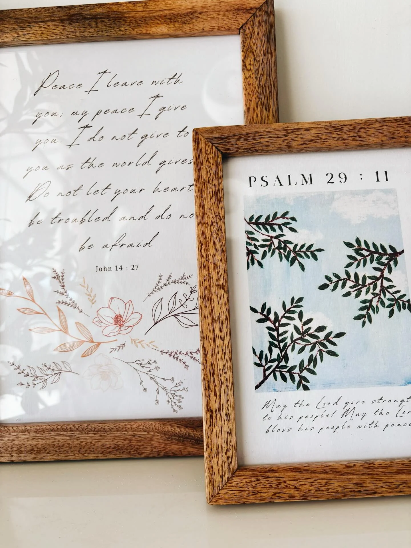 These are some of our favorite &amp; best selling designs &hellip; framed in natural Nepali mango wood 🌏🌳🫶🏻 
Similar designs available on our Etsy! (Link in bio) 
#Christianhomedecor #aestheticdecor #peaceful #Biblicalhomedecor #supportsmallbusin