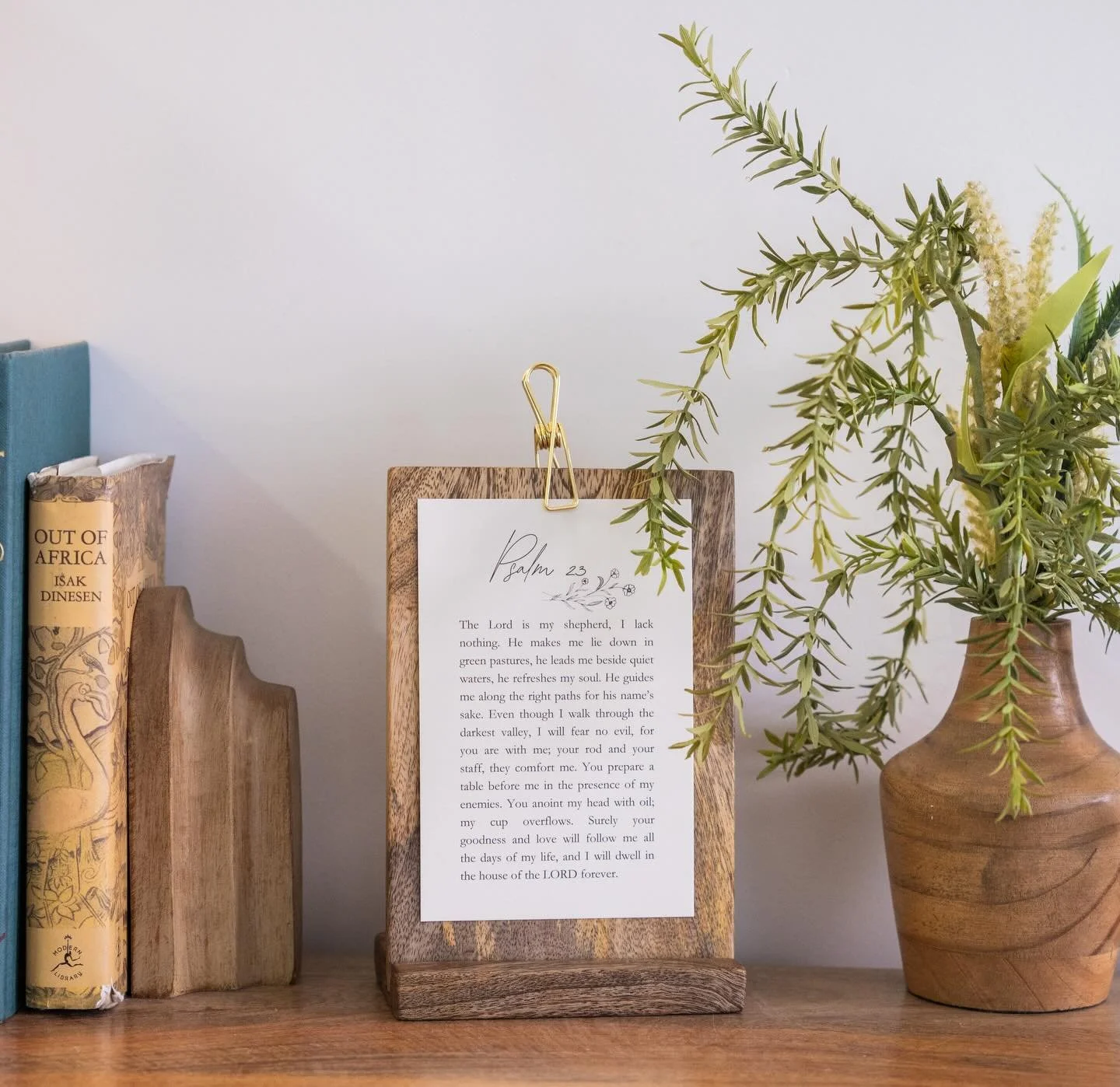 This Psalm 23 print is now available as a digital download on our Etsy page! 🥳 the wooden stand is also available! (Handmade out of mango wood in Nepal) #handmade #availableonetsy #etsy #psalms63 #myshepherd