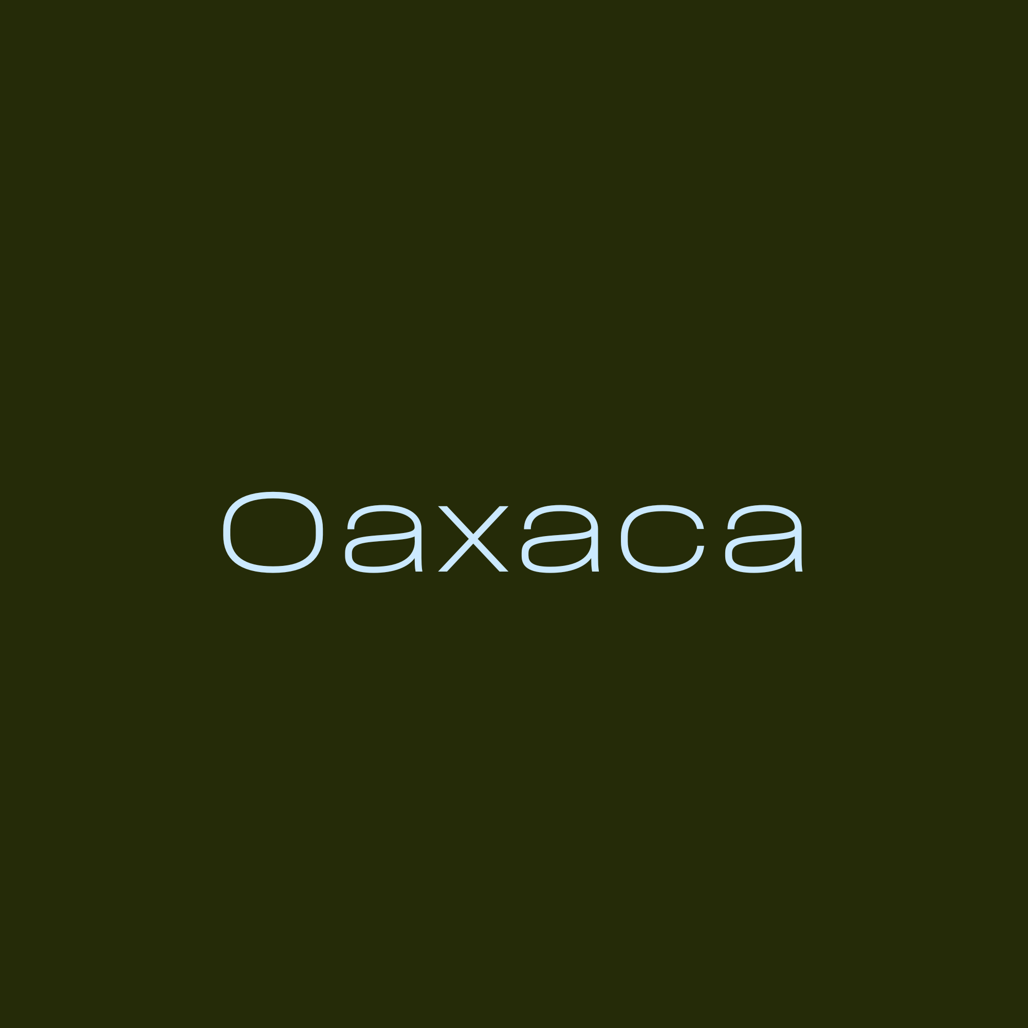 A close-up of the word 'Oaxaca' written in large, light-colored letters on a dark background.