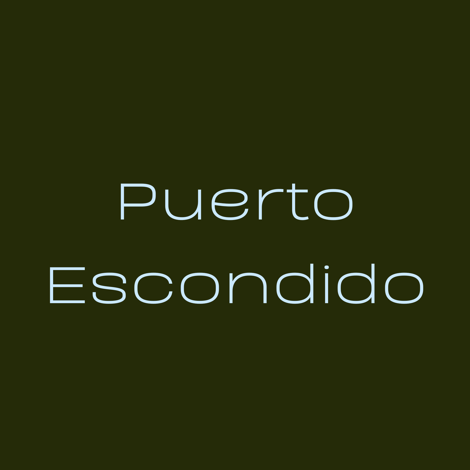 Sign with the word 'Puerto Escondido' in front of a green background.