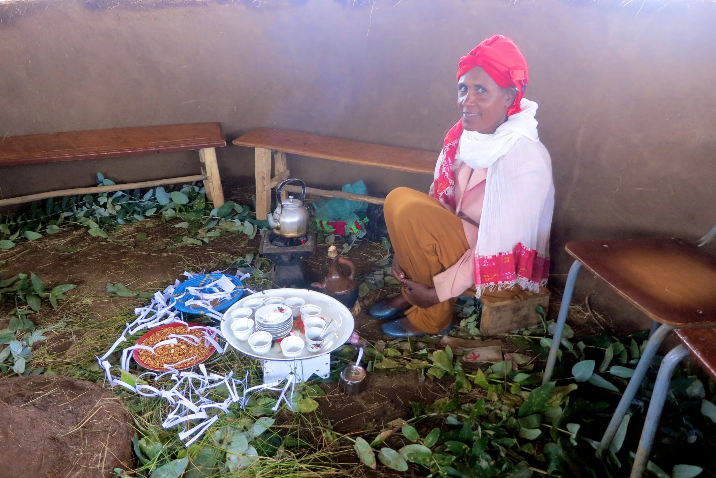 Preparing for coffee ceremony in Bilo