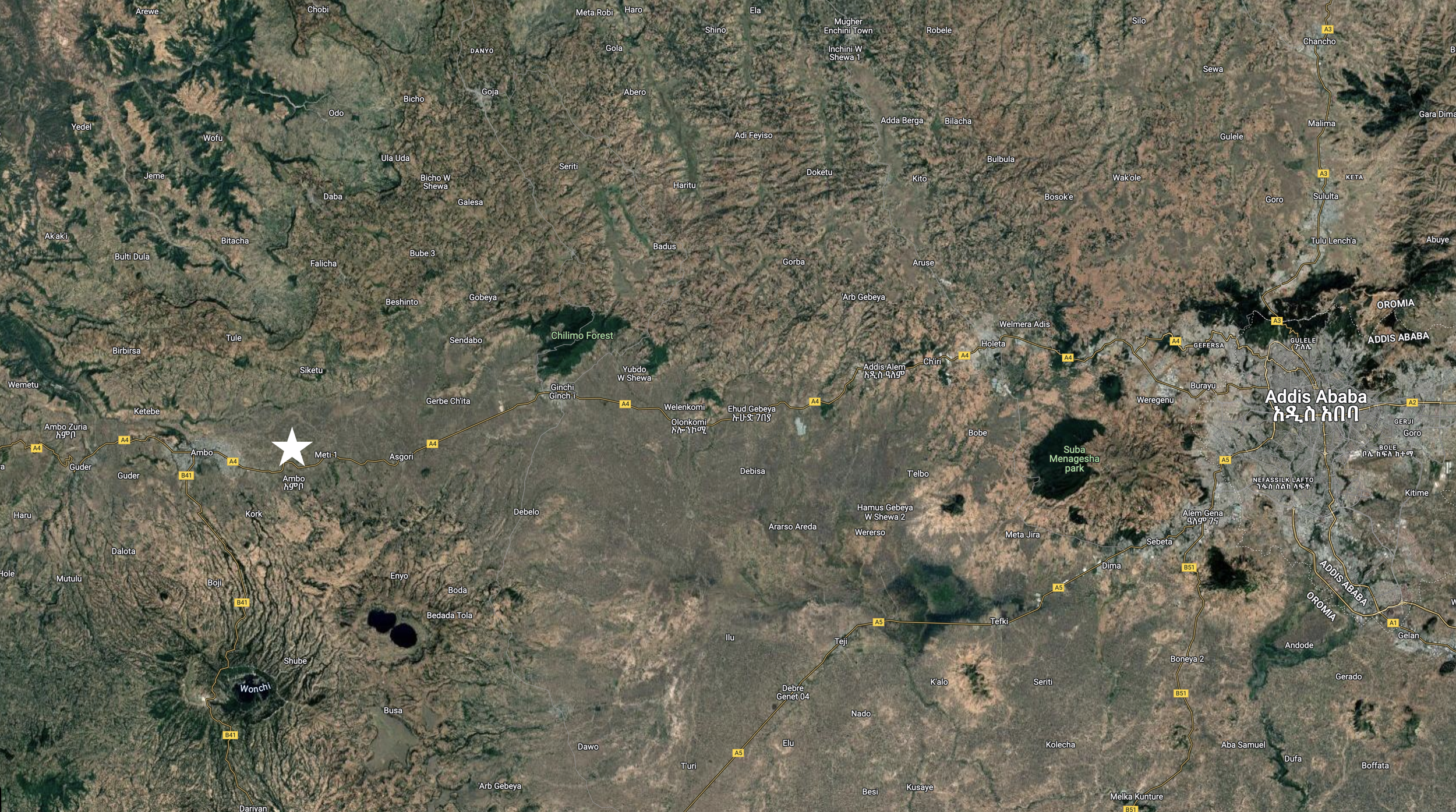 Above view of Ambo surroundings