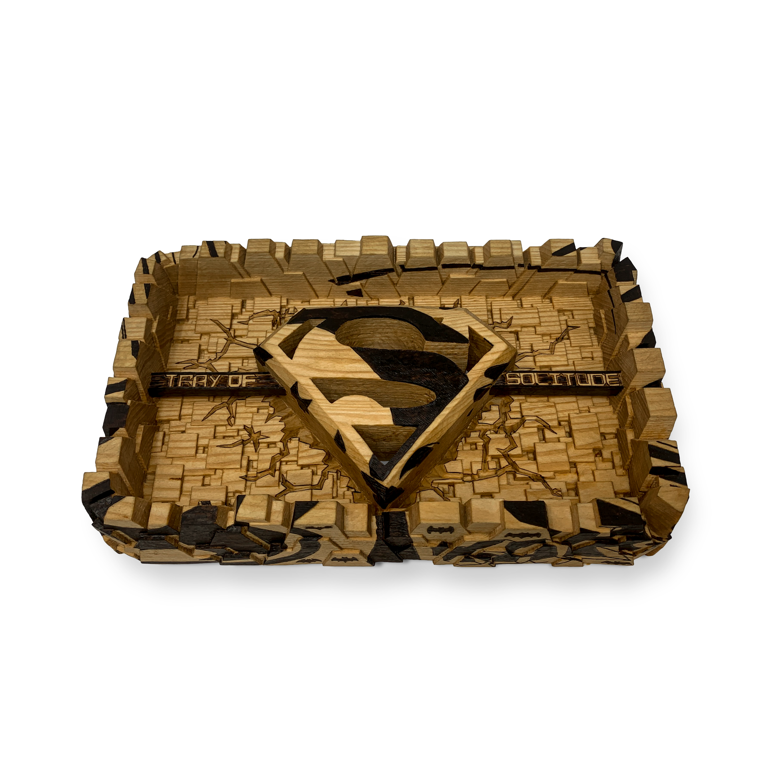 Carved basswood sculpture titled Marked by Smoke & Ember Studios