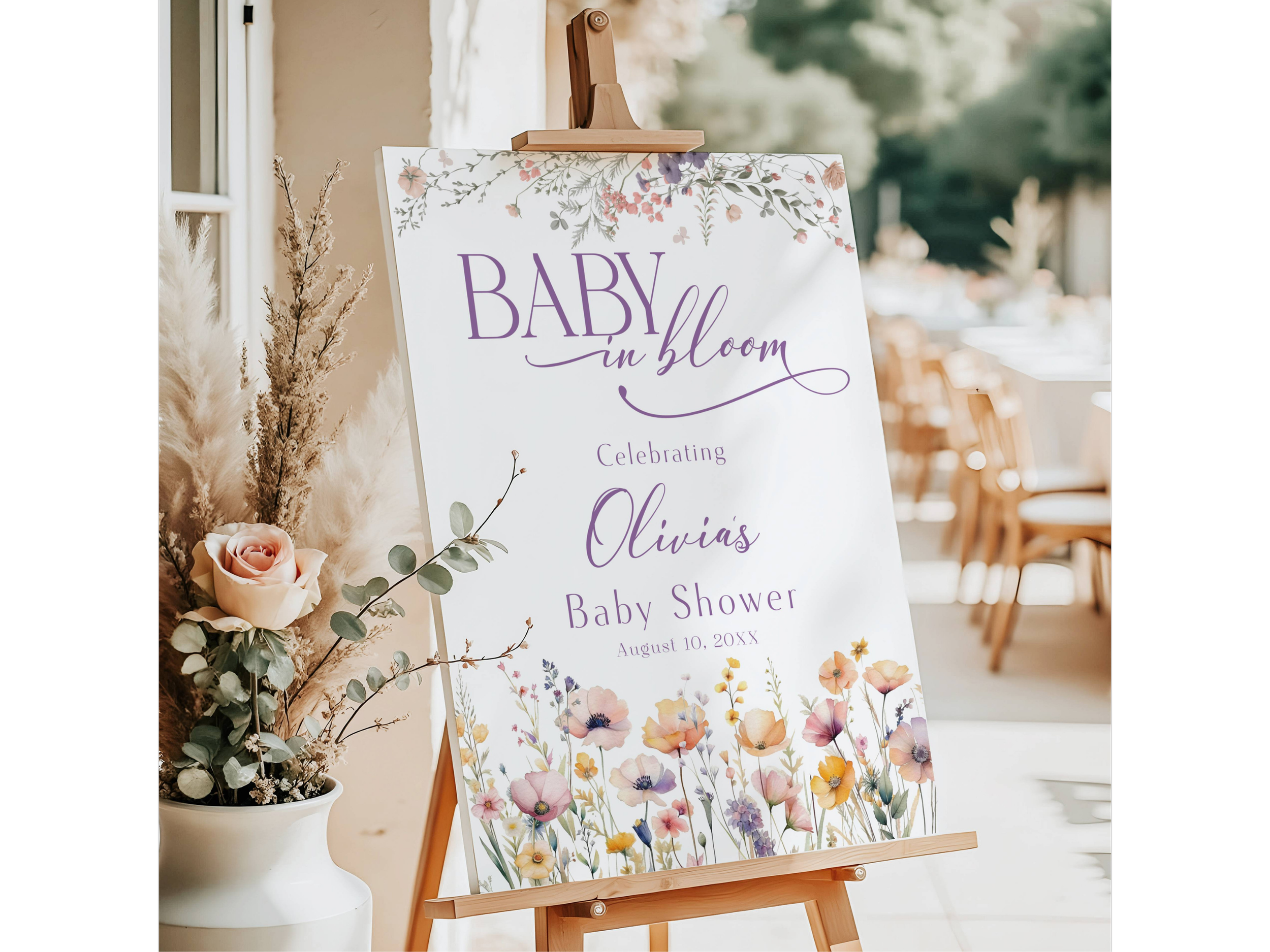 Wildflower Baby in Bloom Baby Shower Welcome Sign-#19
