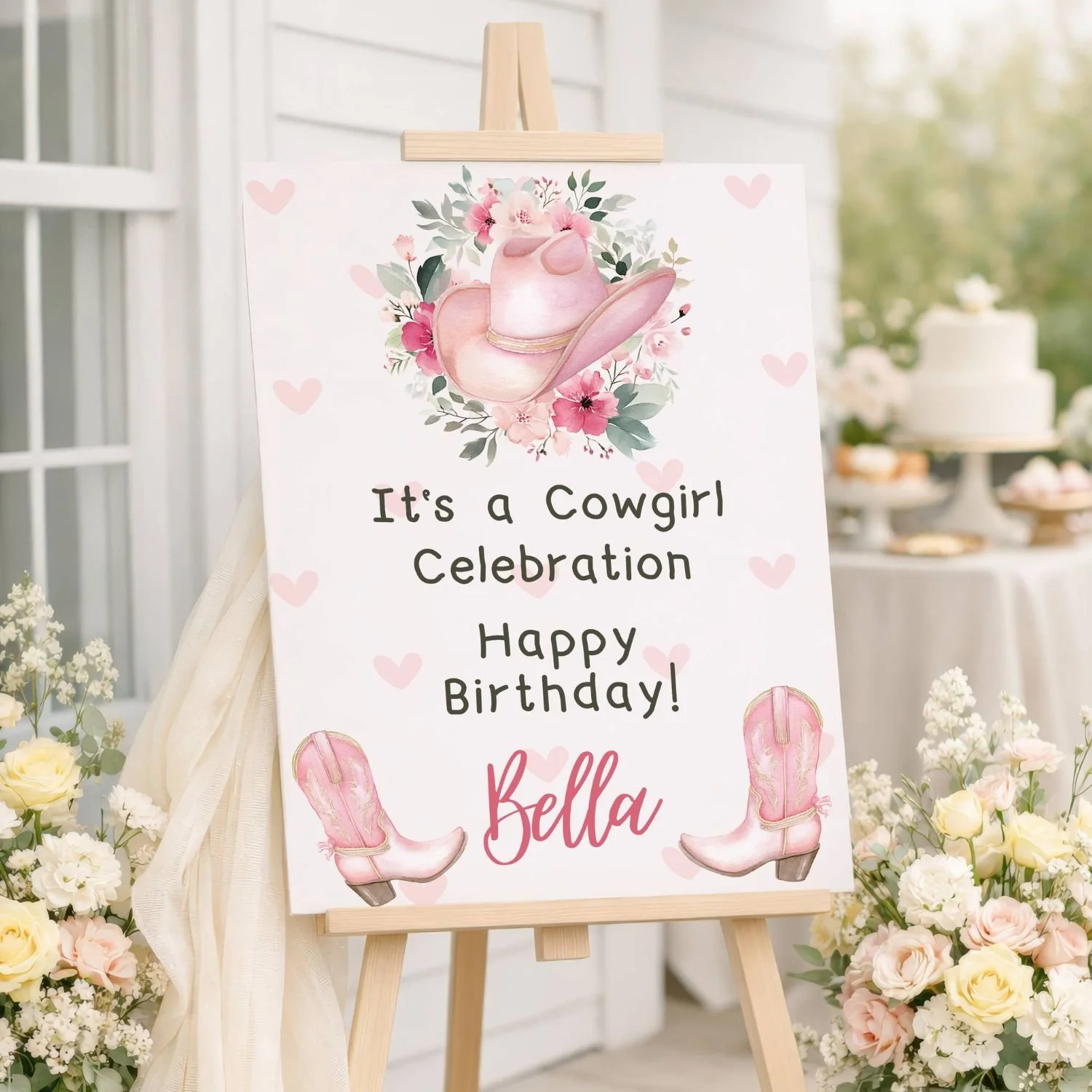 Pink Cowgirl Birthday Welcome Sign, Western Theme Party Decor, Its a Cowgirl Celebration Foam Board #18