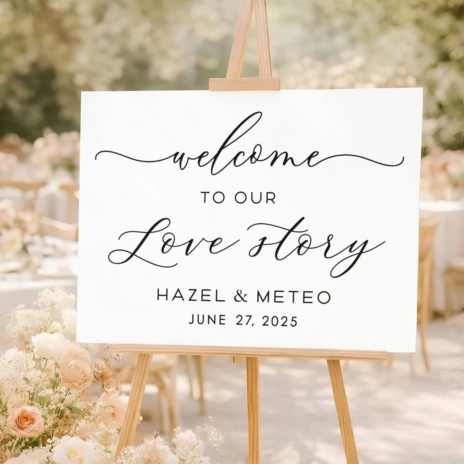 Welcome to our Love Story Personalized Wedding Welcome Sign-#H16