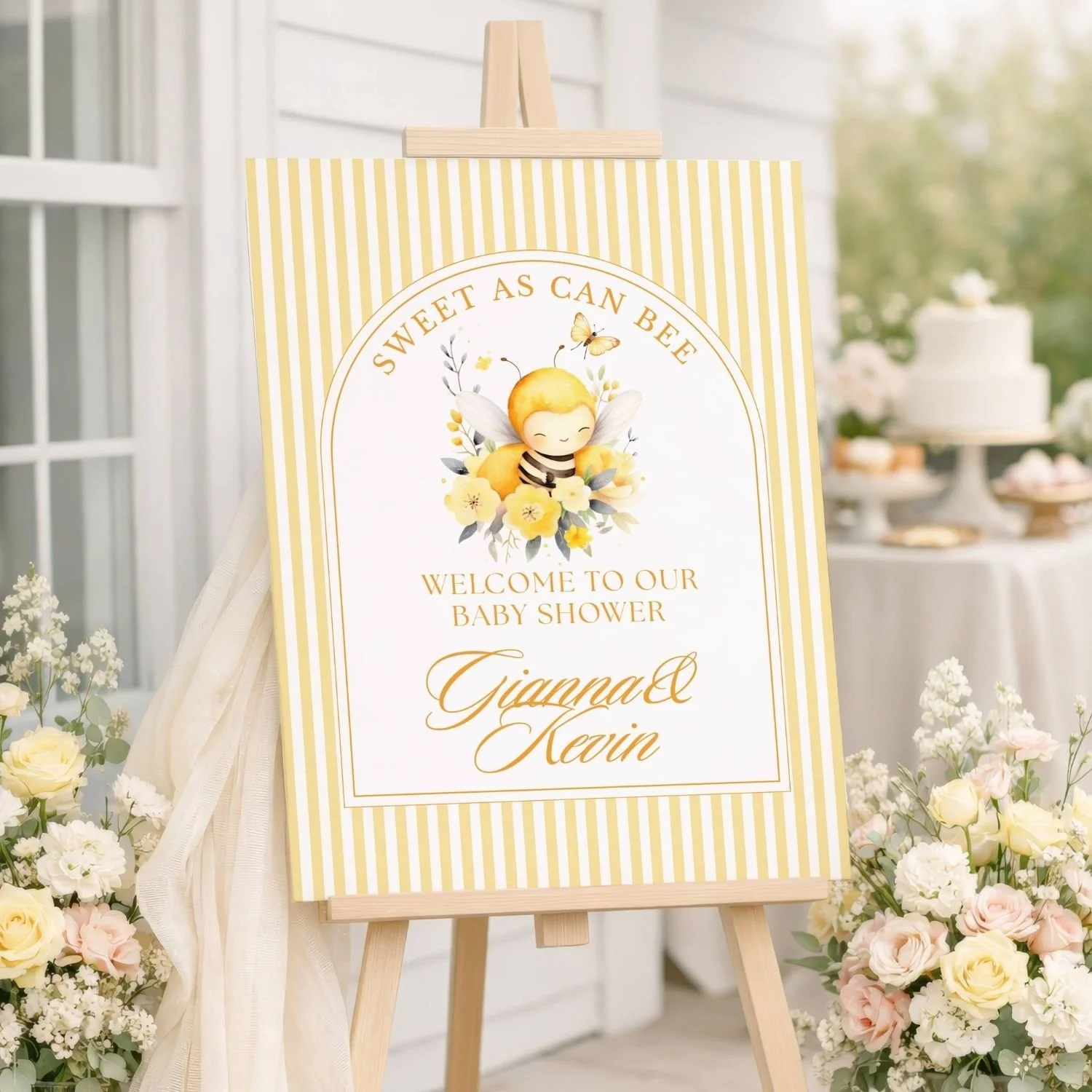 Sweet as Can Bee Yellow Baby Shower Welcome Sign-#57