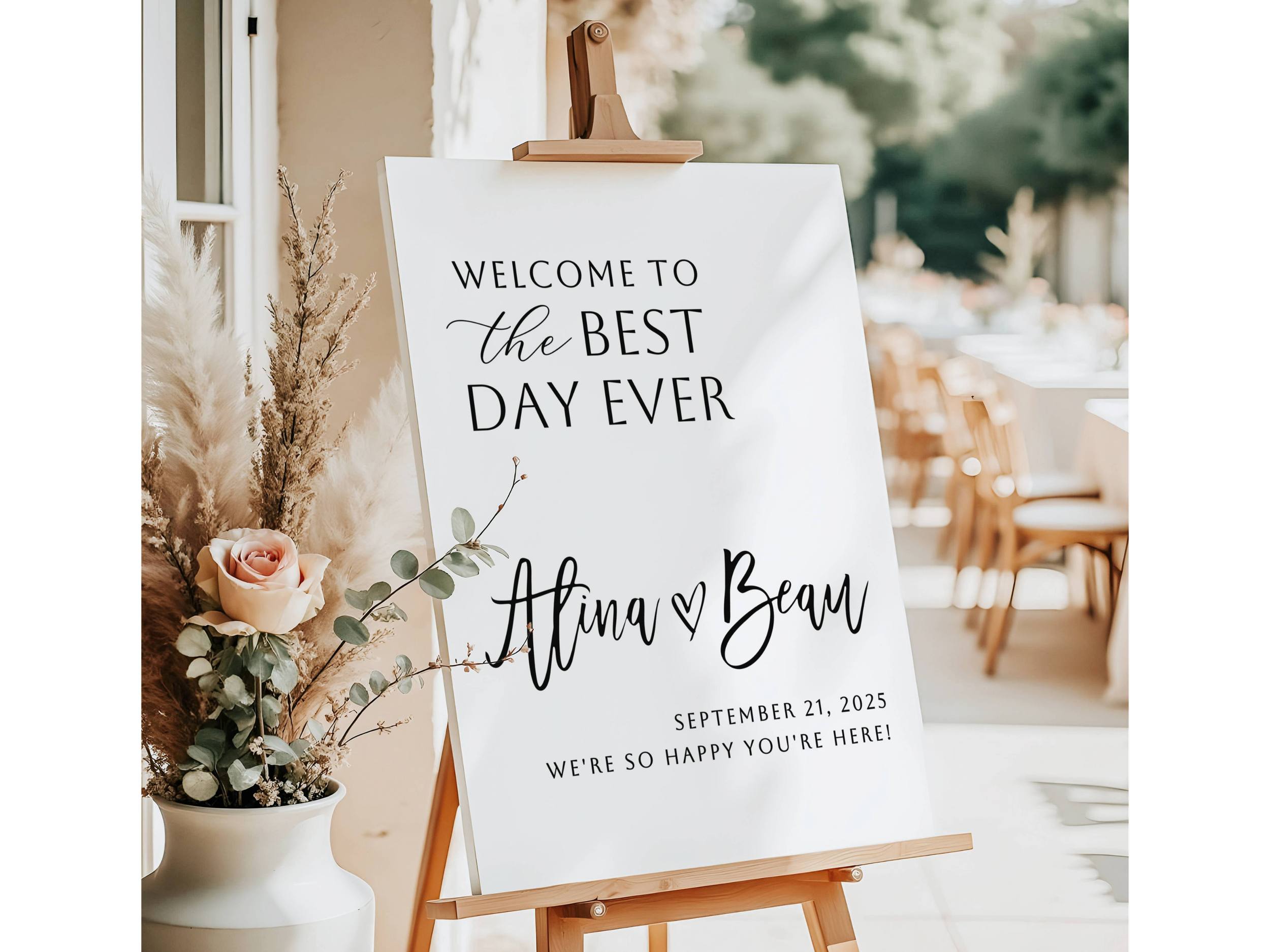 The Best Day Ever Modern Welcome Wedding Sign -#V29