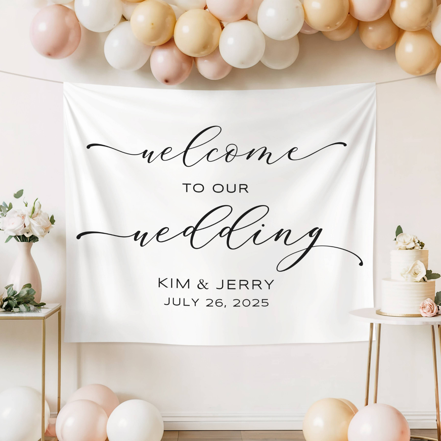 Welcome to Our Wedding Fabric Banner Tapestry Sign #1