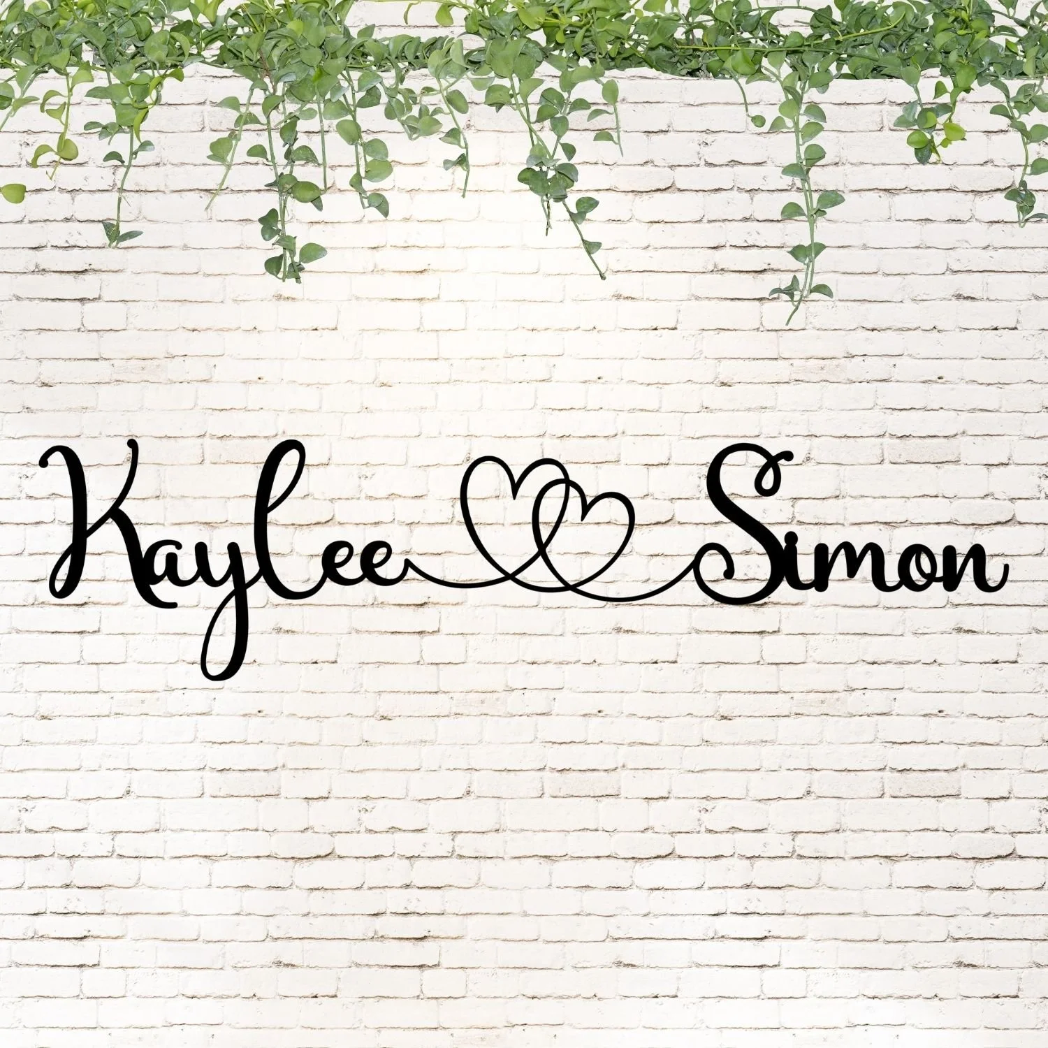 Personalized 3D Wood Couple Name Sign With Heart Romantic Custom Wedding Backdrop #11