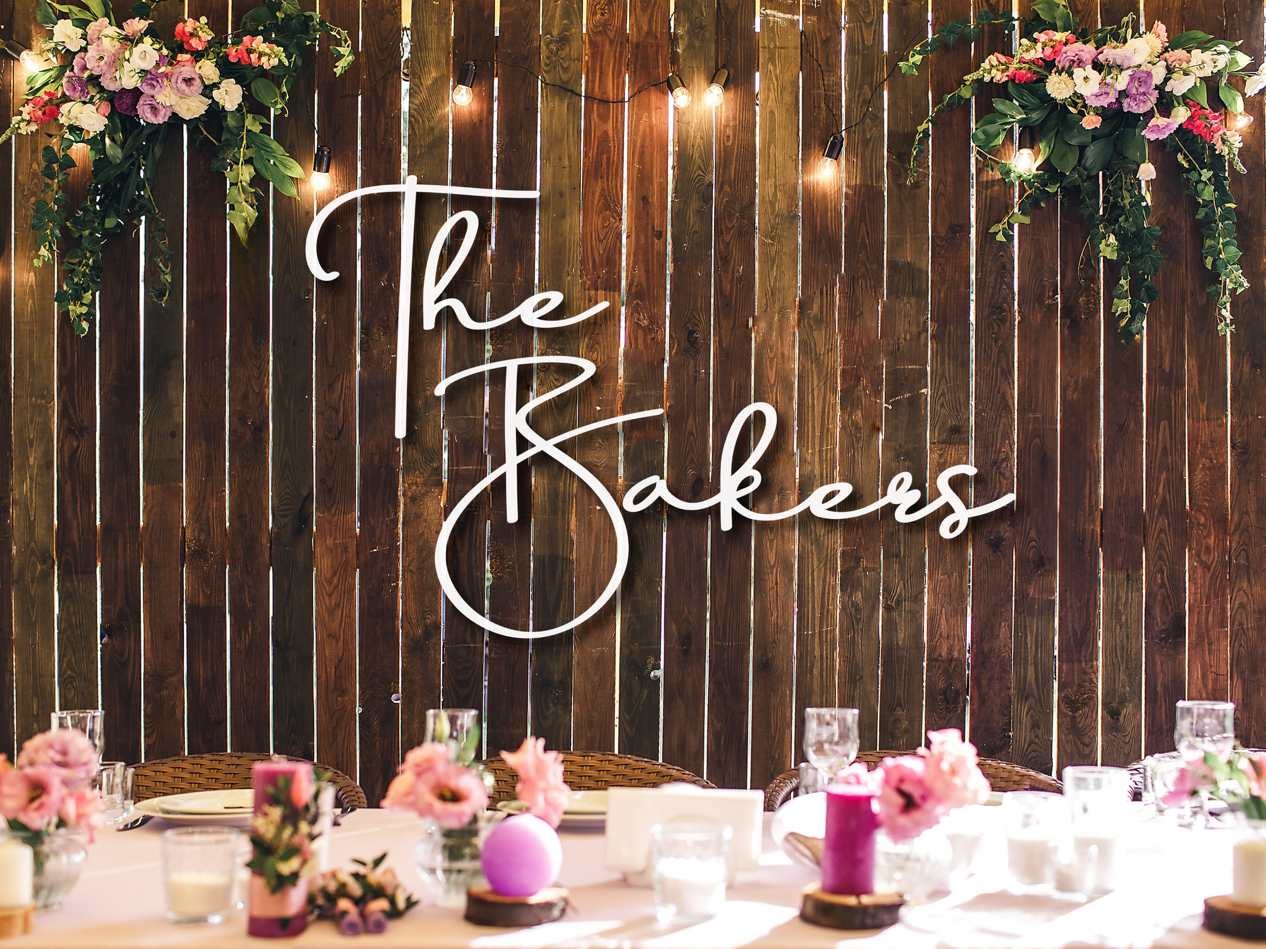 Custom 3D Wood Last Name Sign for Wedding Backdrop #11-FREE SHIPPING