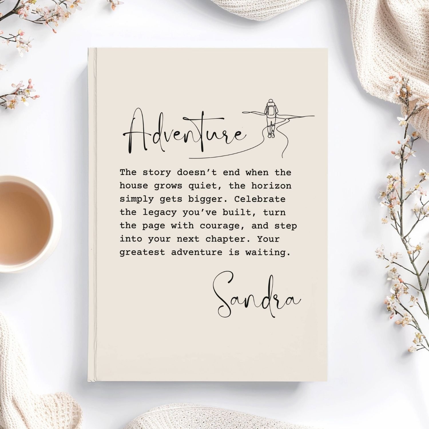 Personalized Hardcover Journal, Empty Nester Adventure Quote Notebook for Mom J8