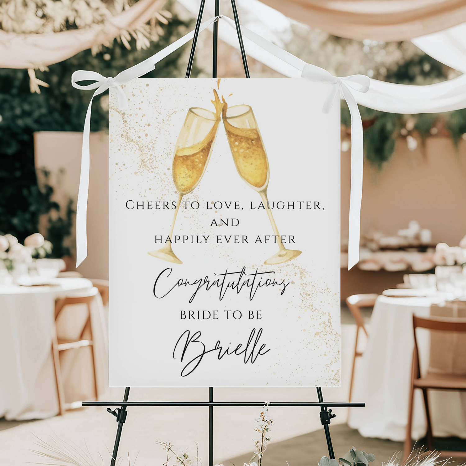 Champagne & Confetti Brunch Bridal Shower Sign, Brunch and Bubbly #14
