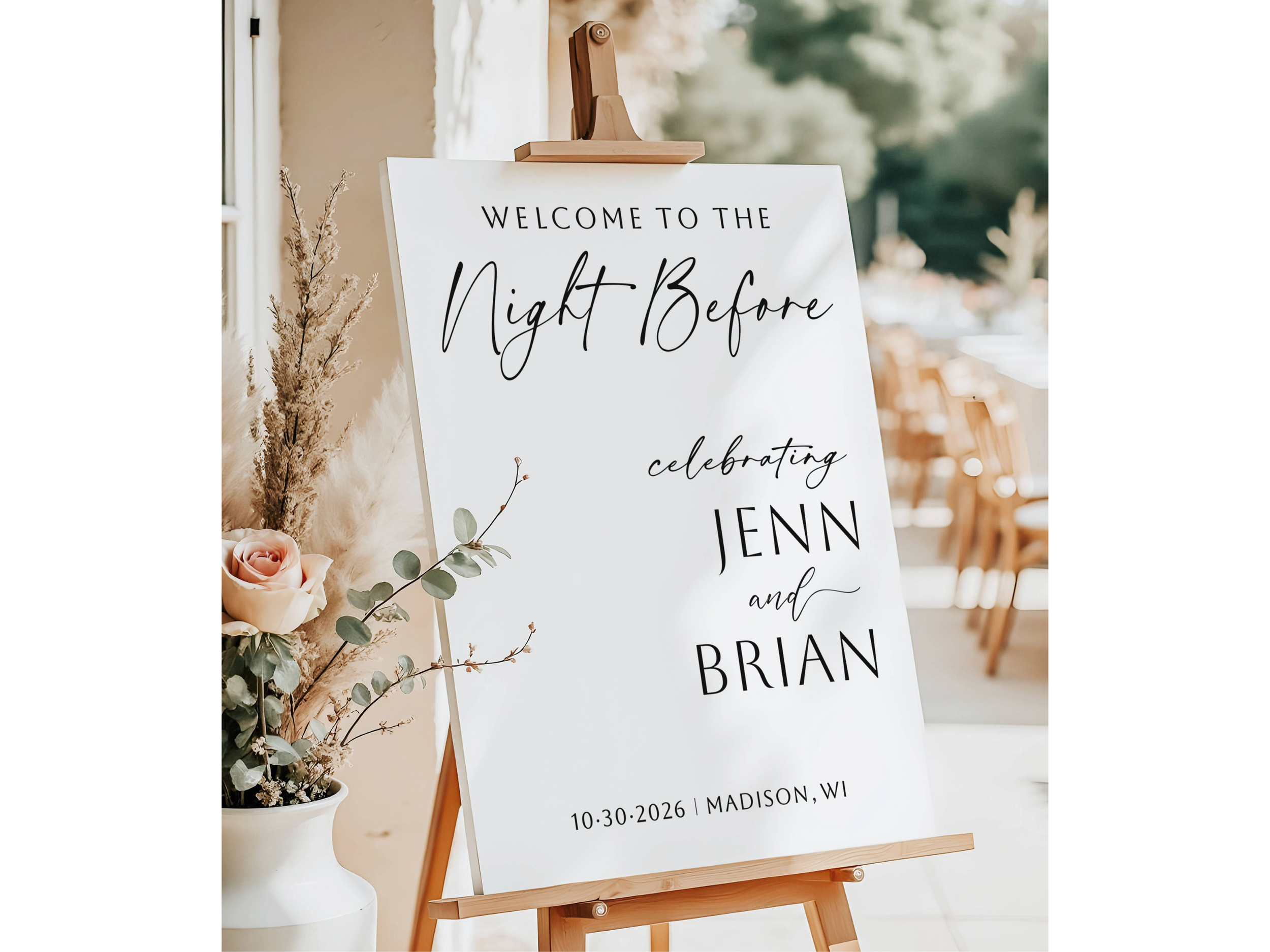 Personalized Welcome to the Night Before Wedding Rehearsal Dinner Sign-#V12