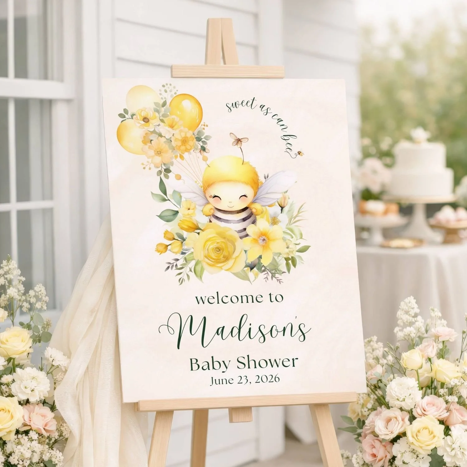 Sweet as Can Bee Yellow Baby Shower Welcome Sign-#65 Madison