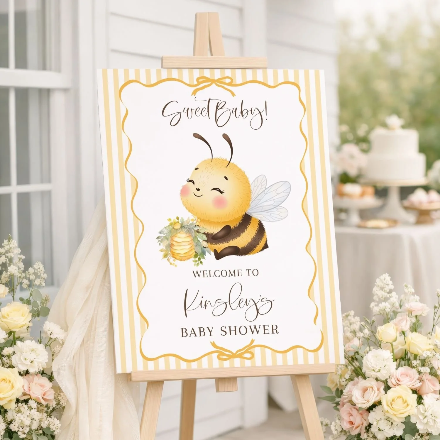 Yellow Bee Baby Shower Welcome Sign #149