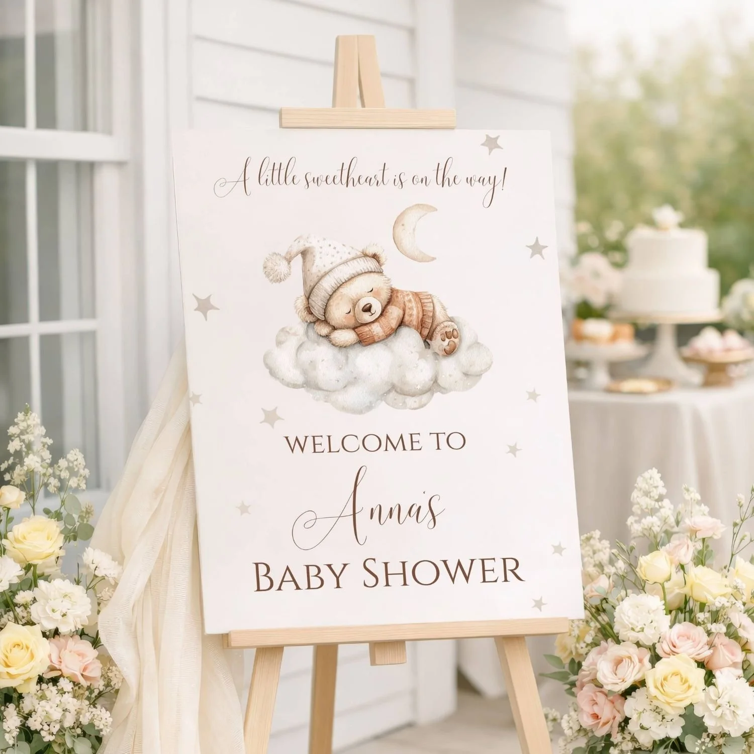 Little Sweetheart is on the Way Teddy Bear Baby Shower Welcome Sign-#72 Sleeping