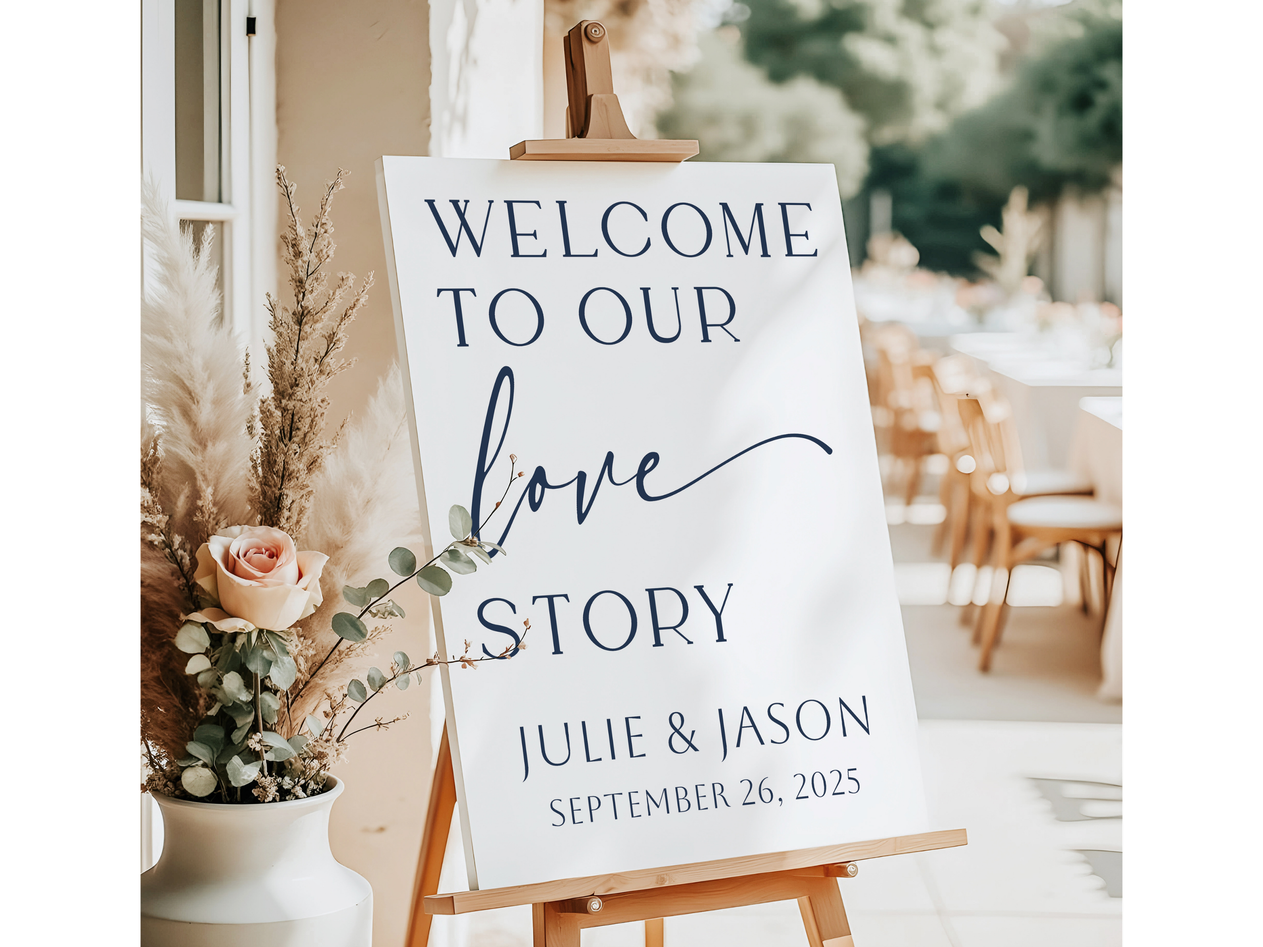 Personalized Welcome to Our Love Story Wedding Welcome Sign-#V19