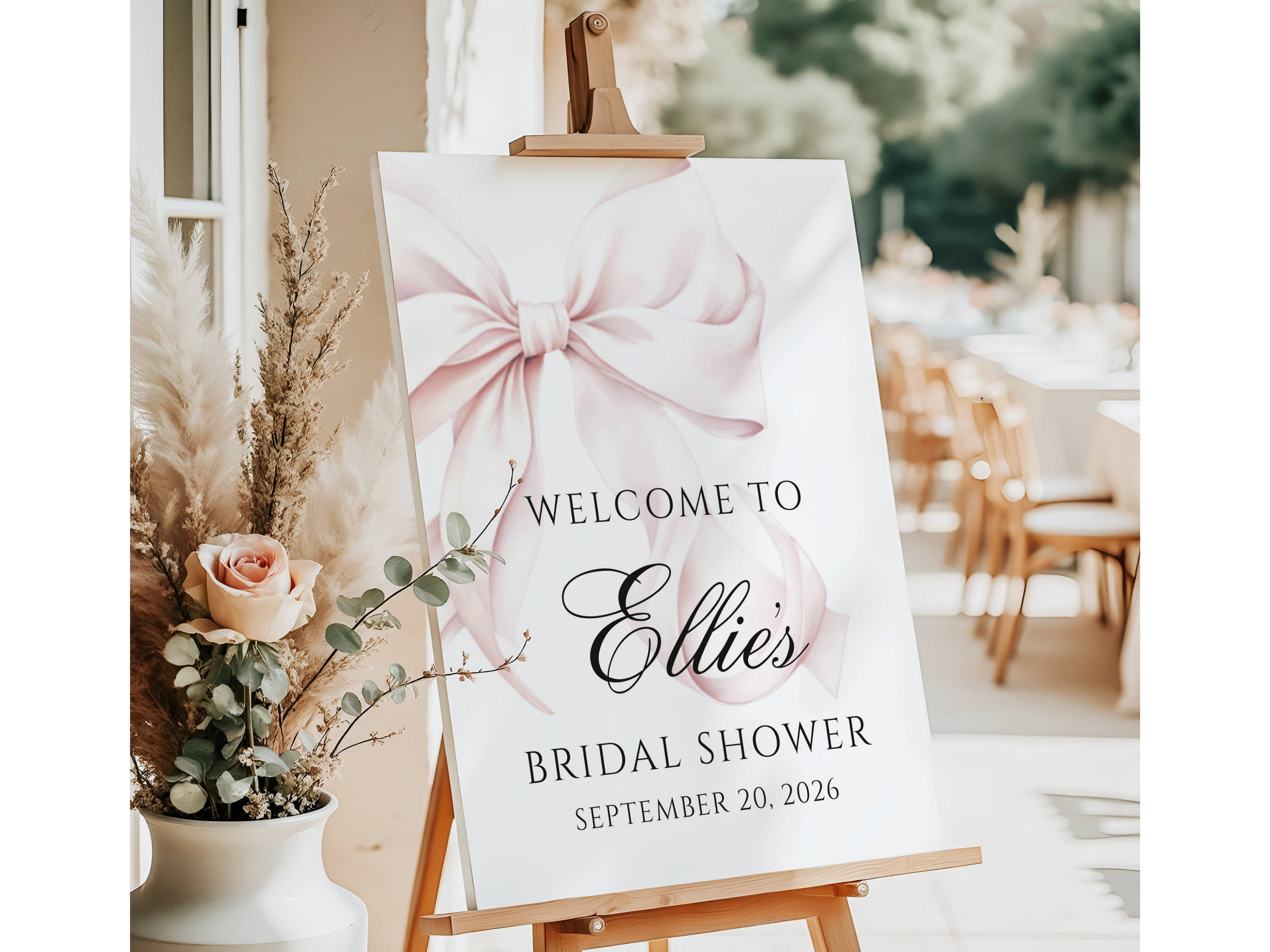 Pink Coquette Bow Bridal Shower Welcome Sign-#18-1