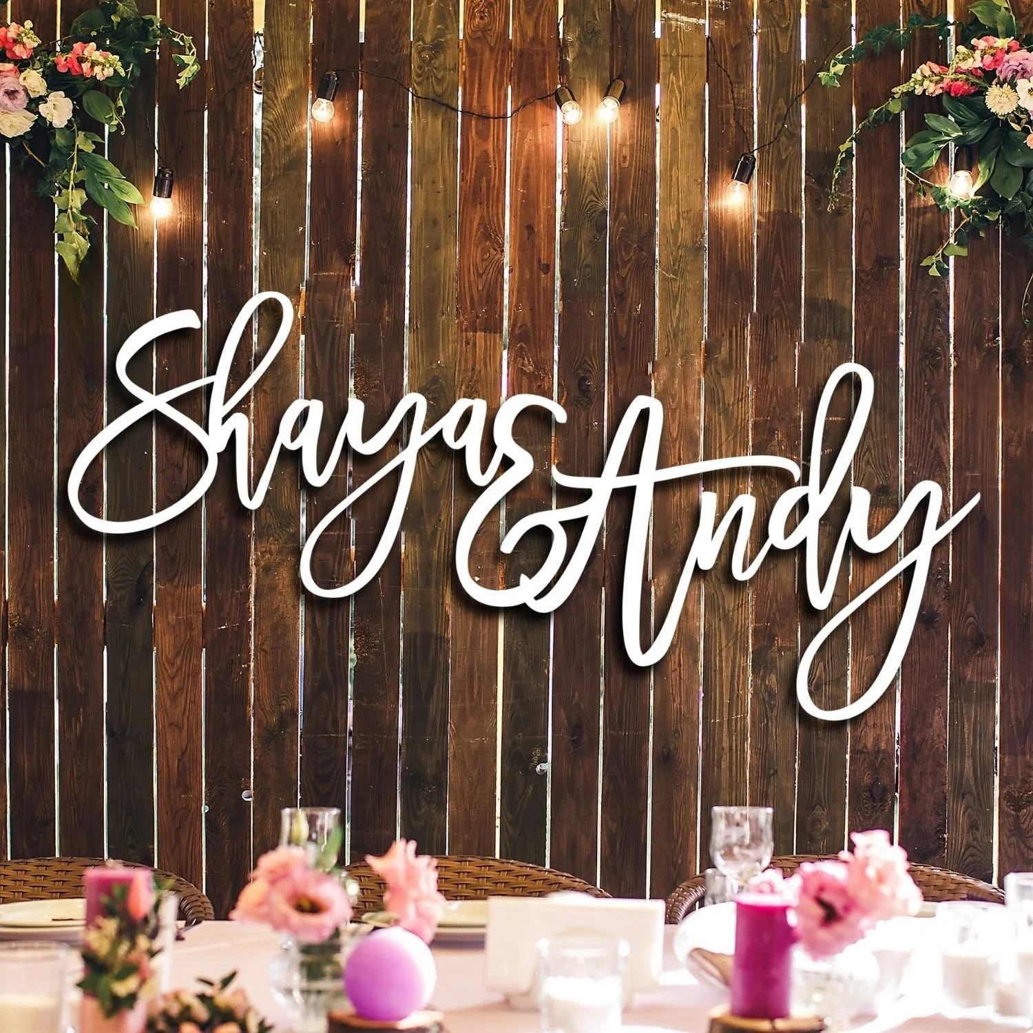 Personalized 3D Wood Couple Sign Wedding Backdrop Decor #6