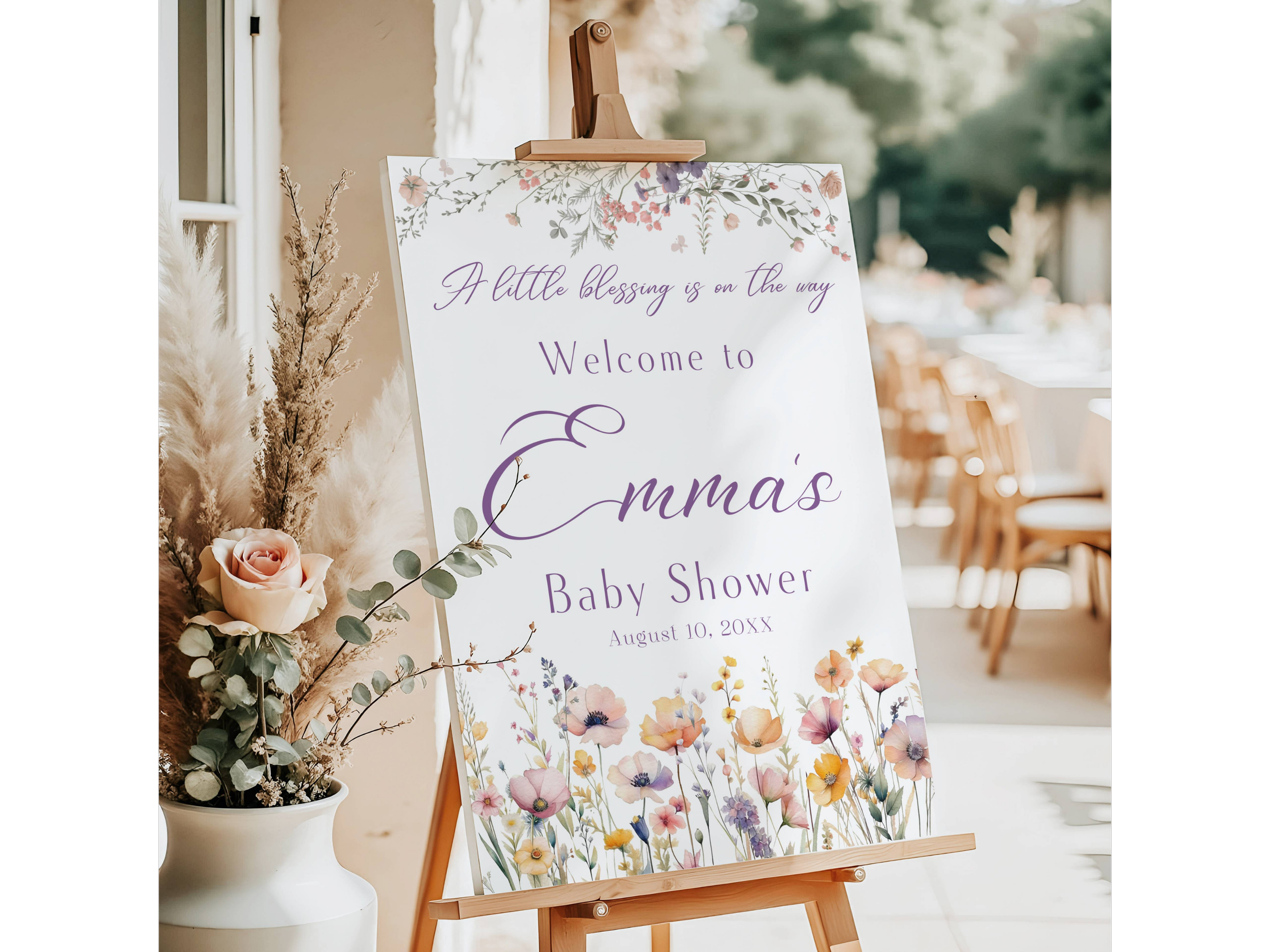 Wildflower Baby Shower Welcome Sign-A Little Blessing-#20