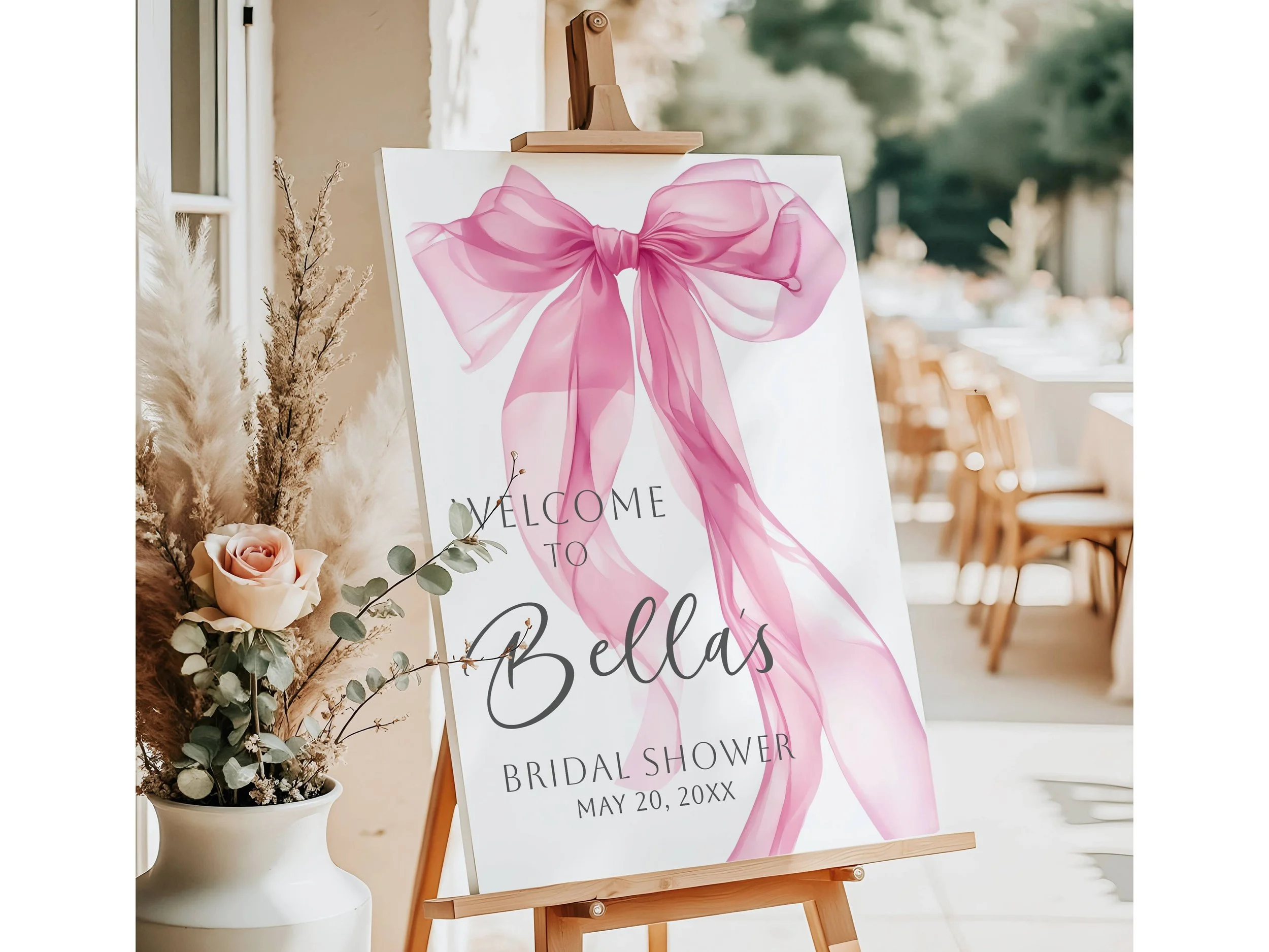 Custom Pink Coquette Bow Bridal Shower Entrance Sign #31