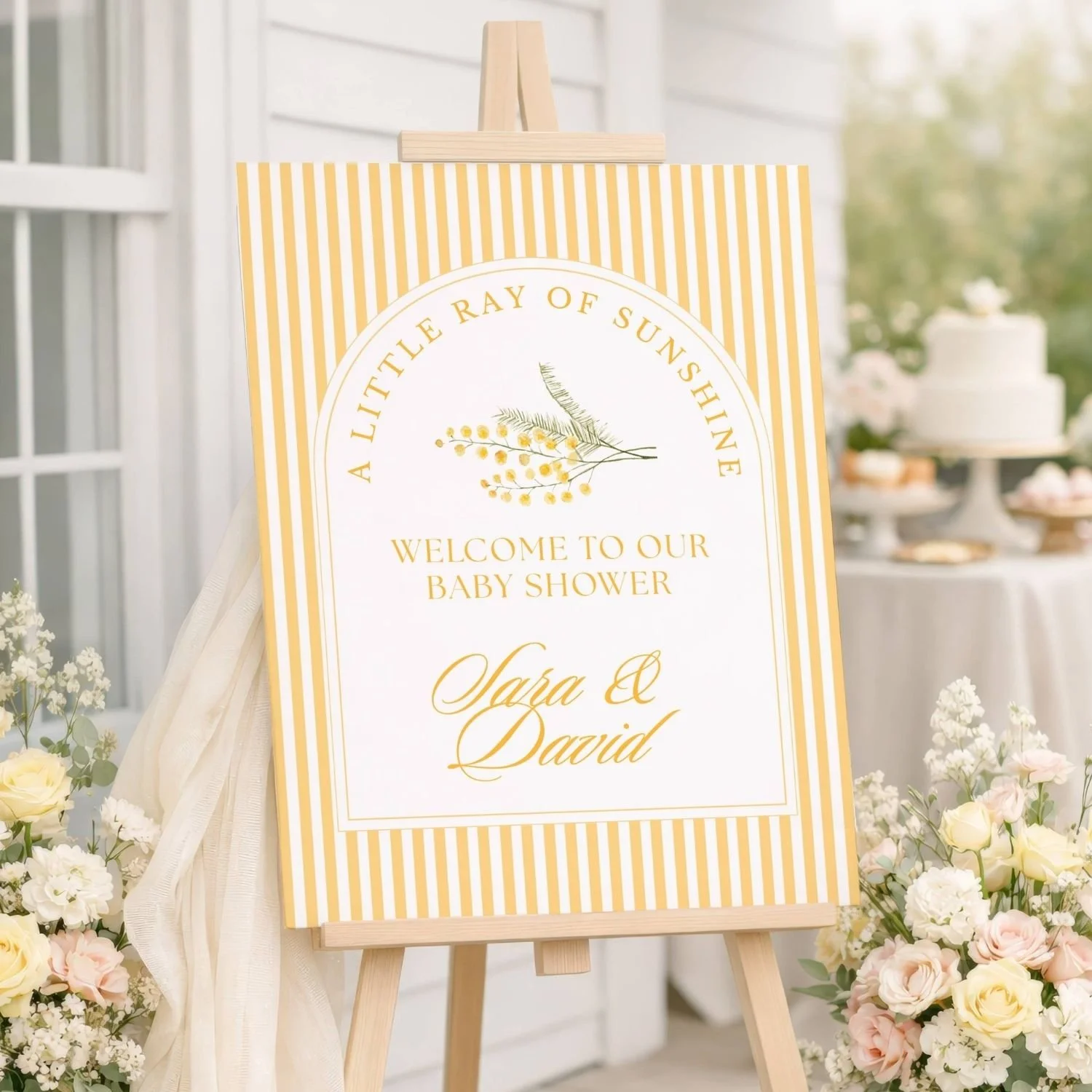 A Ray of Sunshine Yellow Baby Shower Welcome Sign-#43