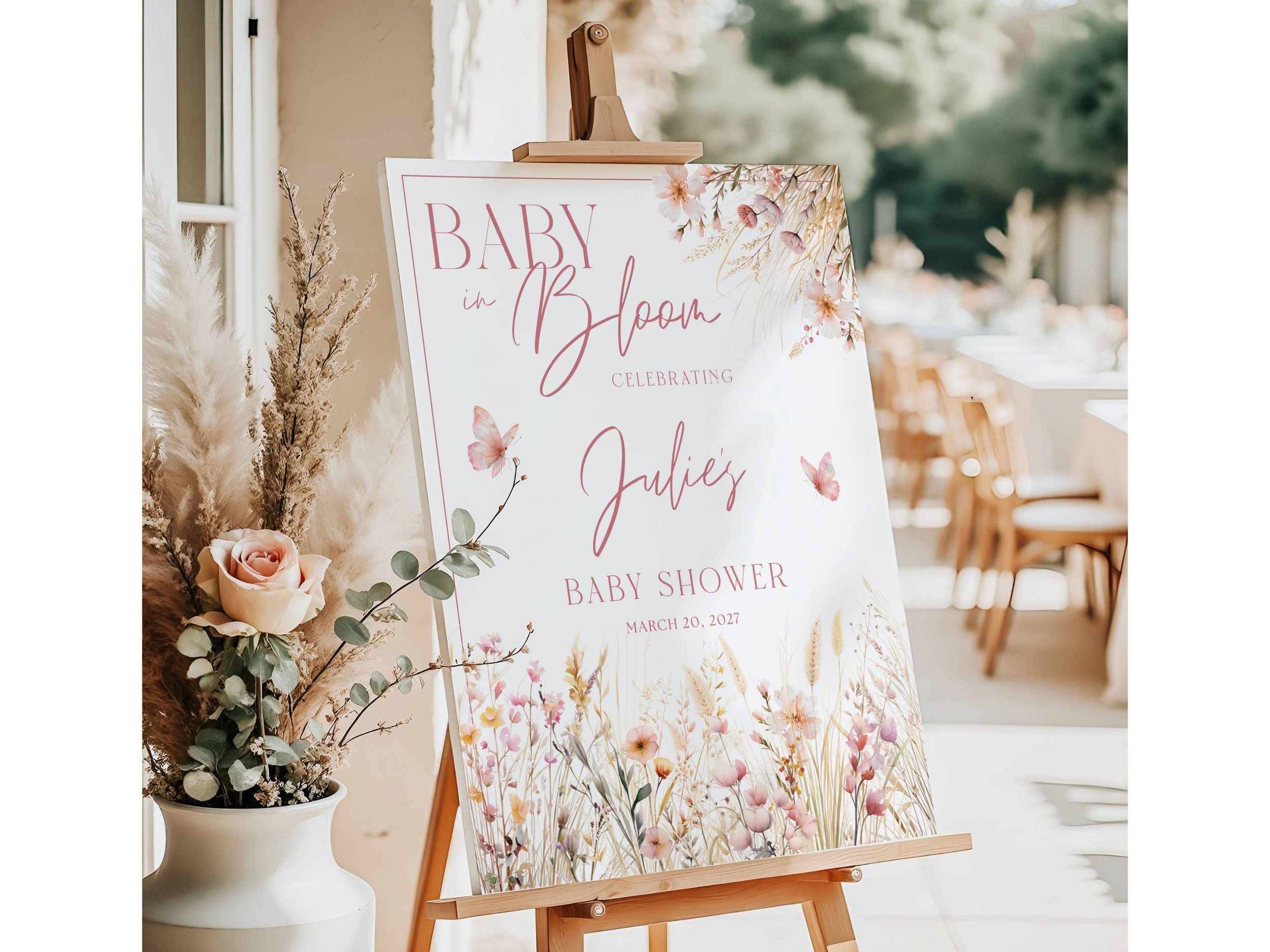 Pastel Wildflower Baby in Bloom Baby Shower Welcome Sign-#173