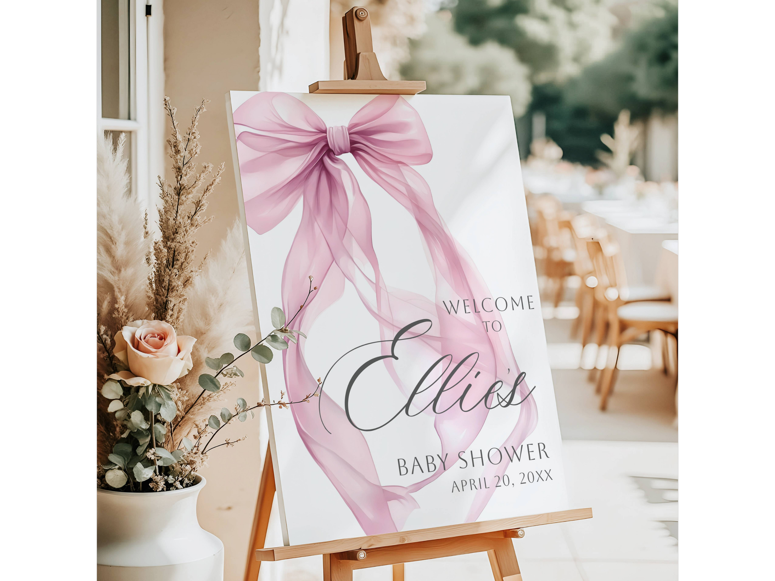 Pink Bow Baby Shower Welcome Sign #36 Miss Ellie