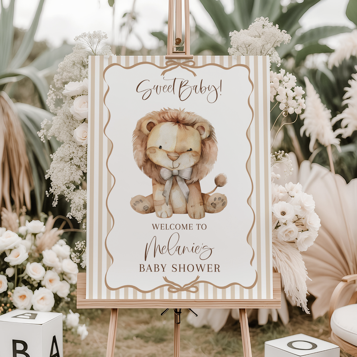 Sweet Baby Lion Cub Baby Shower Welcome Sign-#155