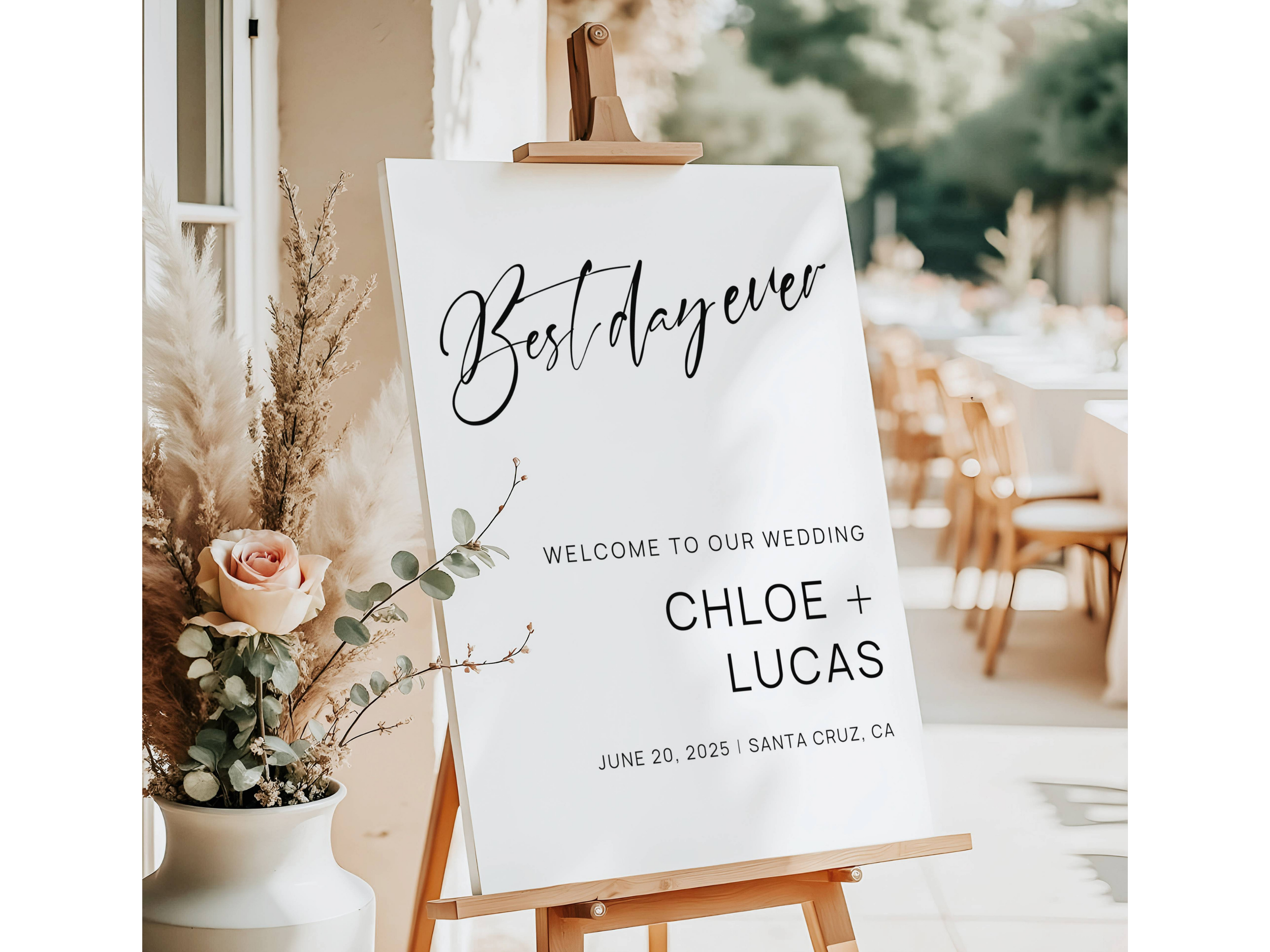 Custom The Best Day Ever Welcome Wedding Sign -#V28