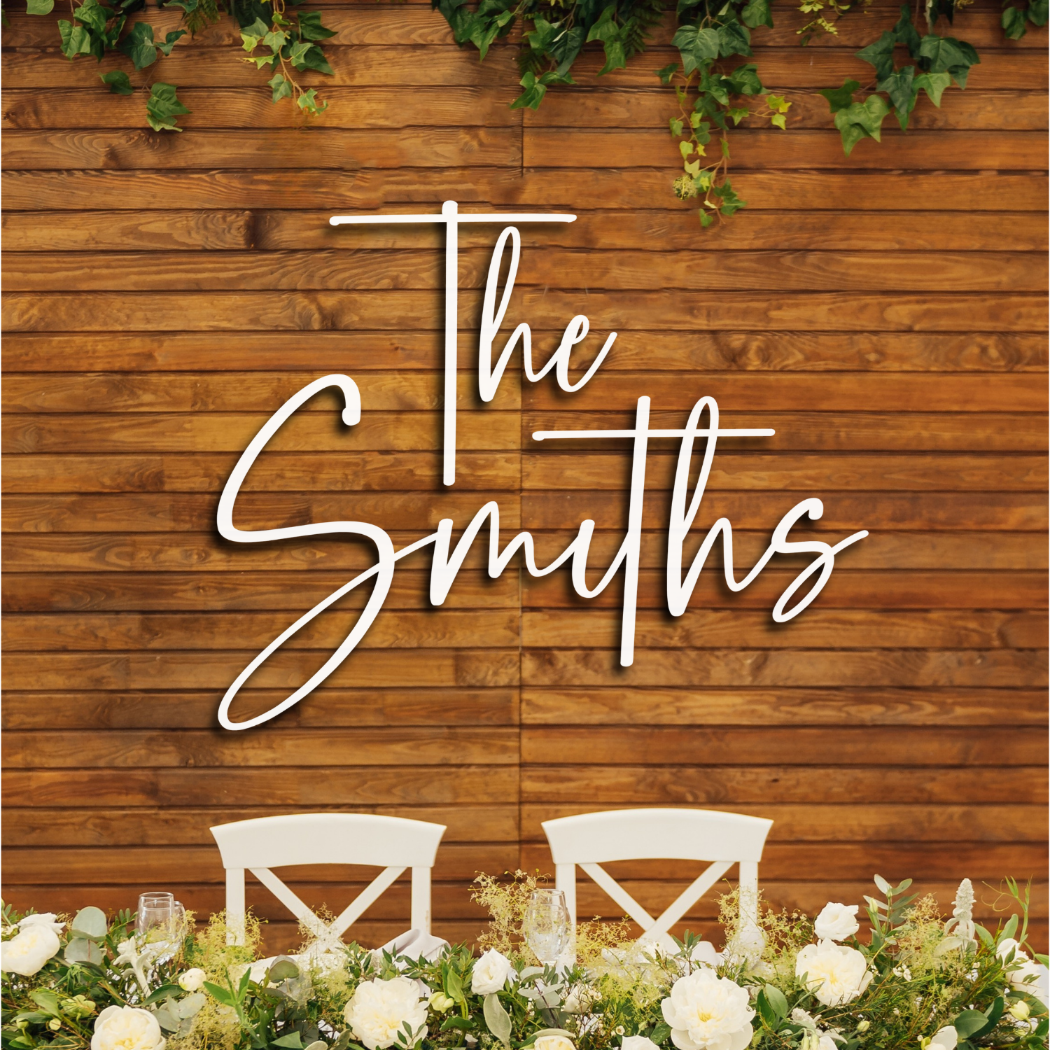 3D Wood Wedding Backdrop Name Signs