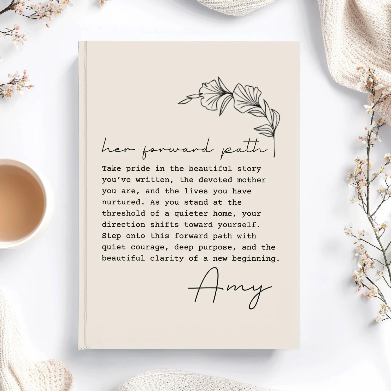 Personalized Empty Nester Hardcover Journal , "Her Forward Path" Notebook Gift for Mom J7