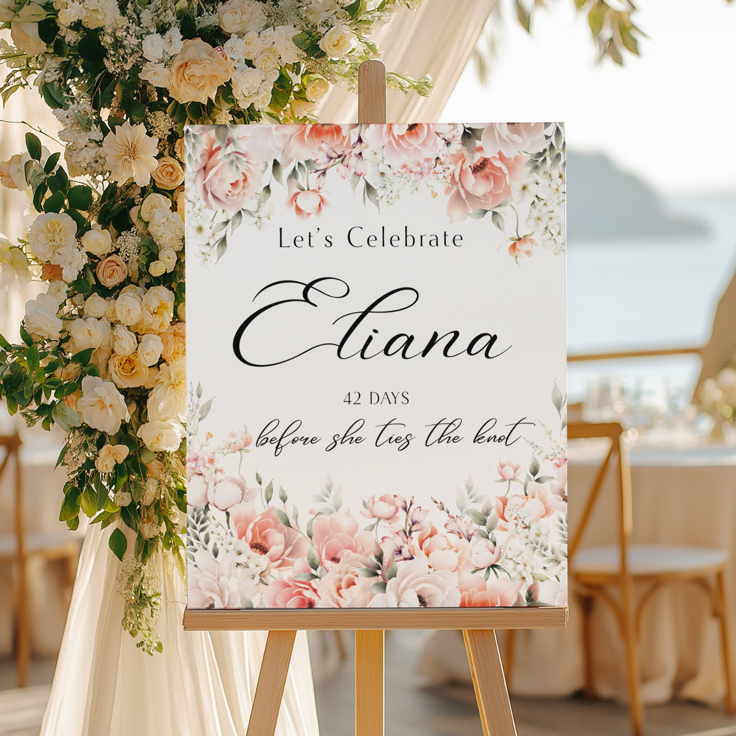 Elegant Coral & Peach Garden Floral Bridal Shower Welcome Sign #5