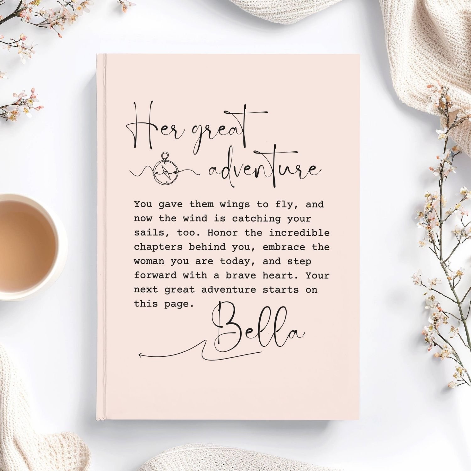Custom "Her Great Adventure" Mother’s Journal - Personalized Empty Nester Hardcover Notebook J9