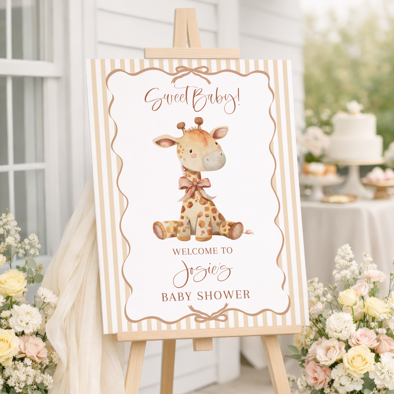 Sweet Baby Giraffe Baby Shower Welcome Sign-#150