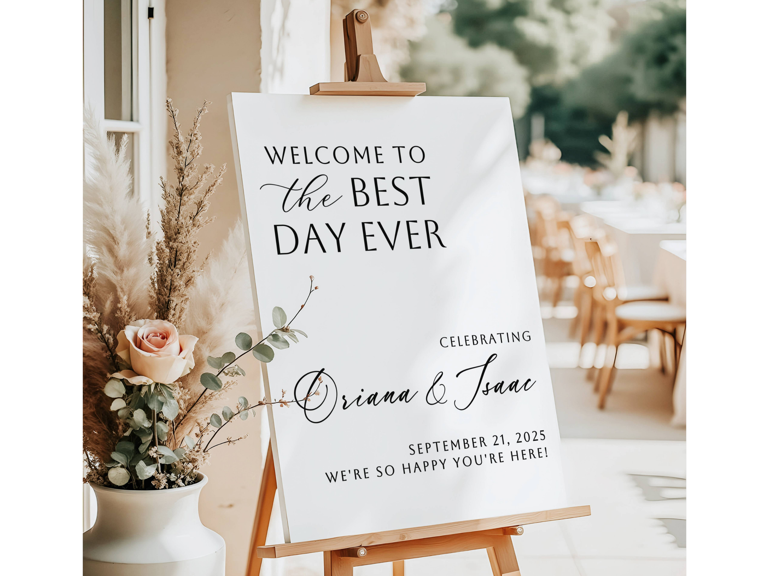 Custom The Best Day Ever Welcome Wedding Sign -#V26