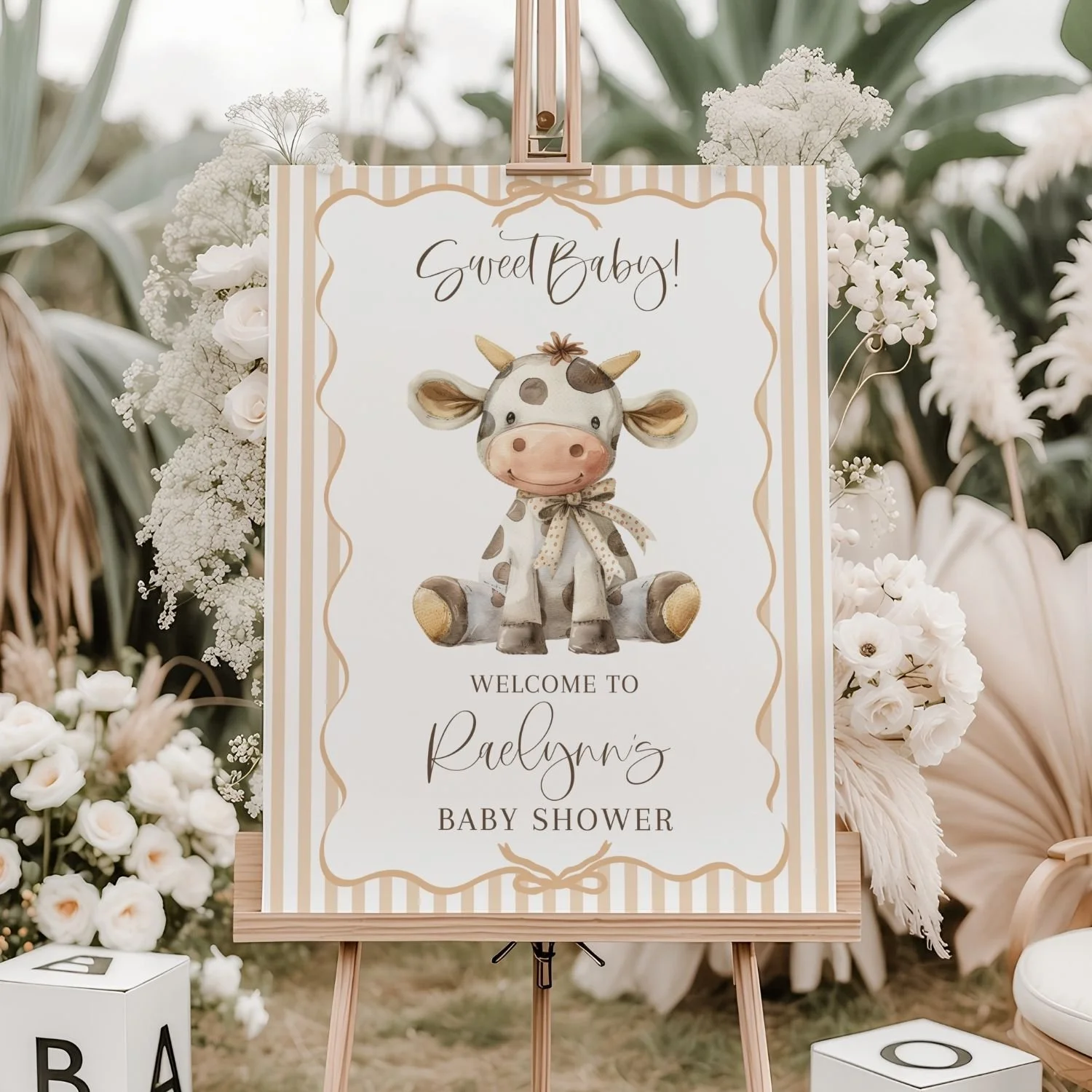Little Cow Baby Shower Welcome Sign #152