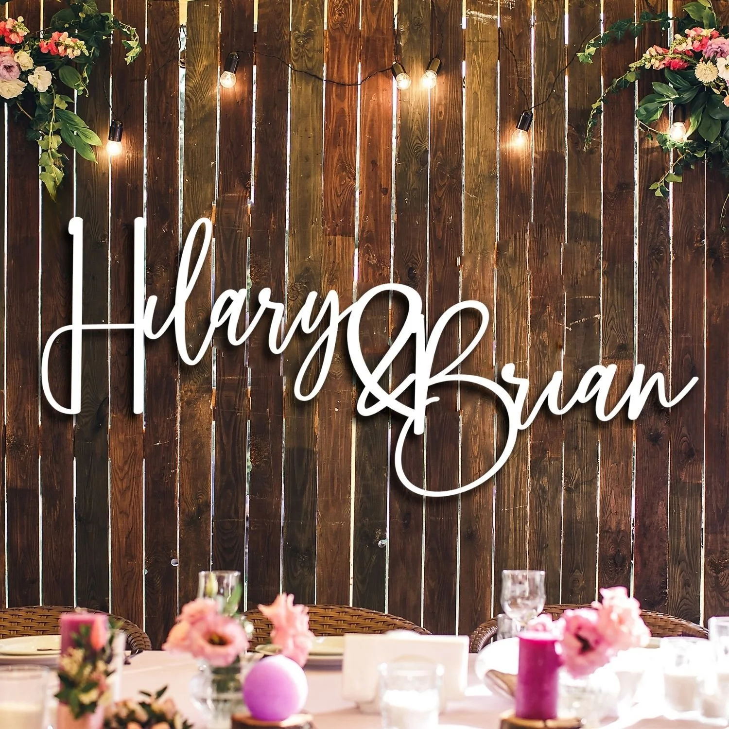 Custom 3D Wooden Couple Name Sign With Heart, Anniversary Gift Wall Backdrop #9