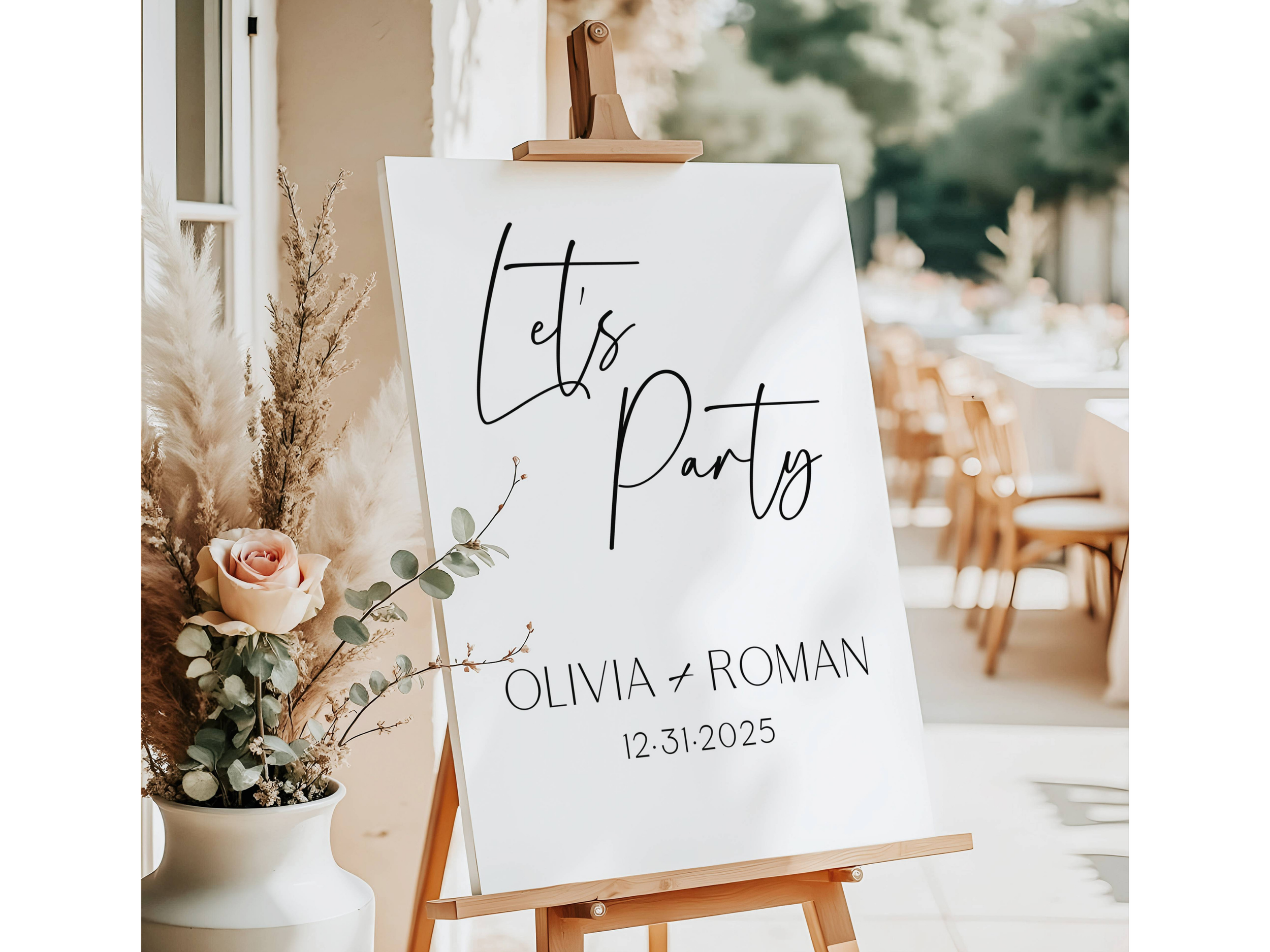 Personalization Let's Party Wedding Welcome Sign-#V4