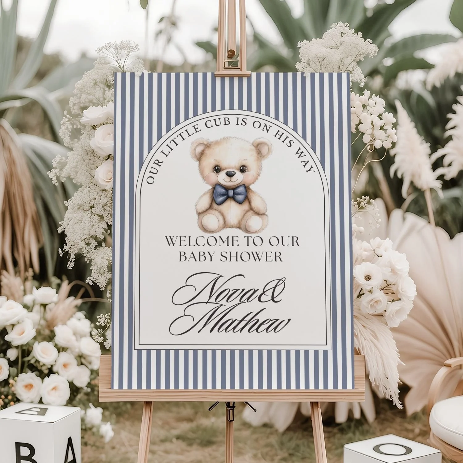 Our Little Cub Teddy Bear Baby Shower Welcome Sign-#92