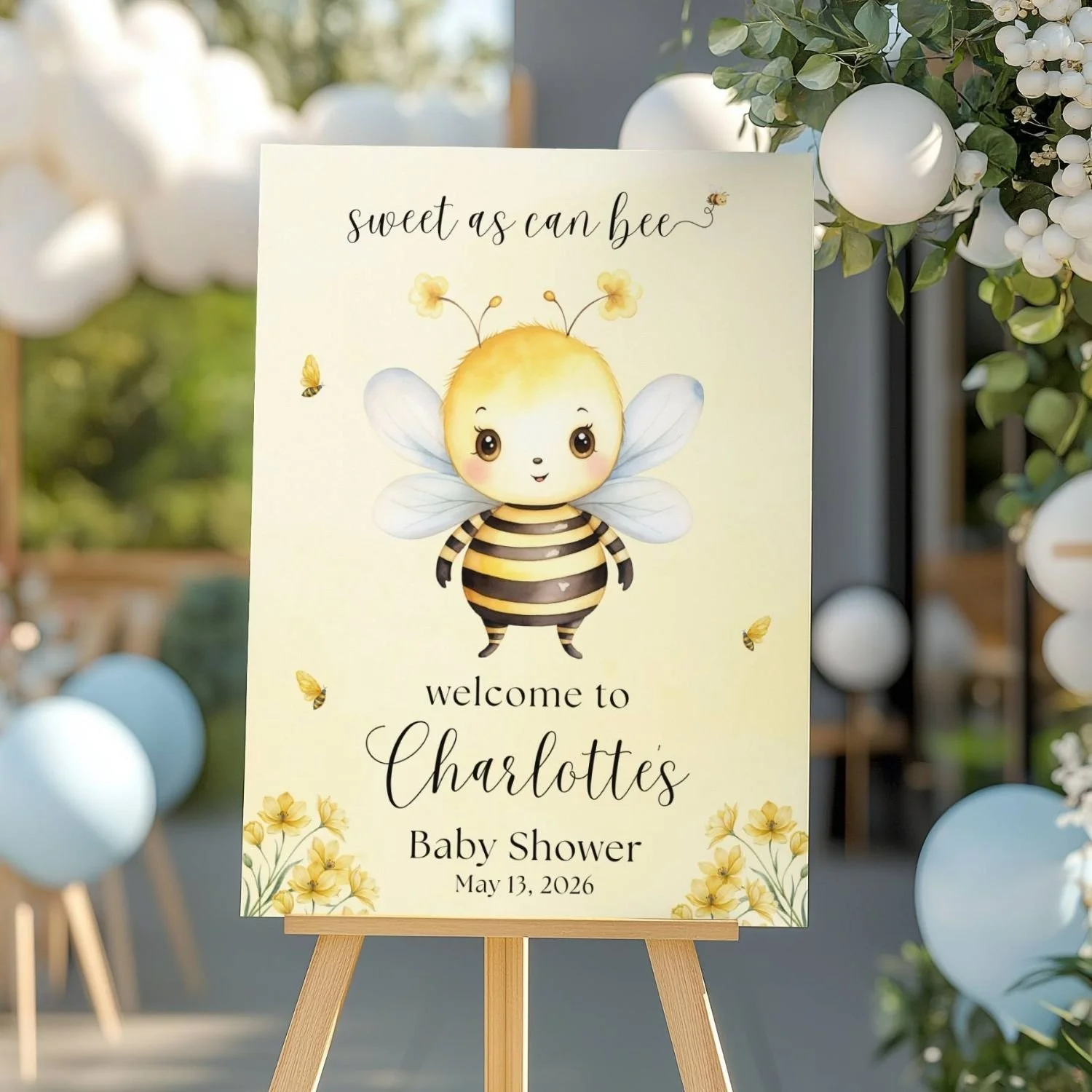 Sweet as Can Bee Yellow Baby Shower Welcome Sign-#69 Charlotte