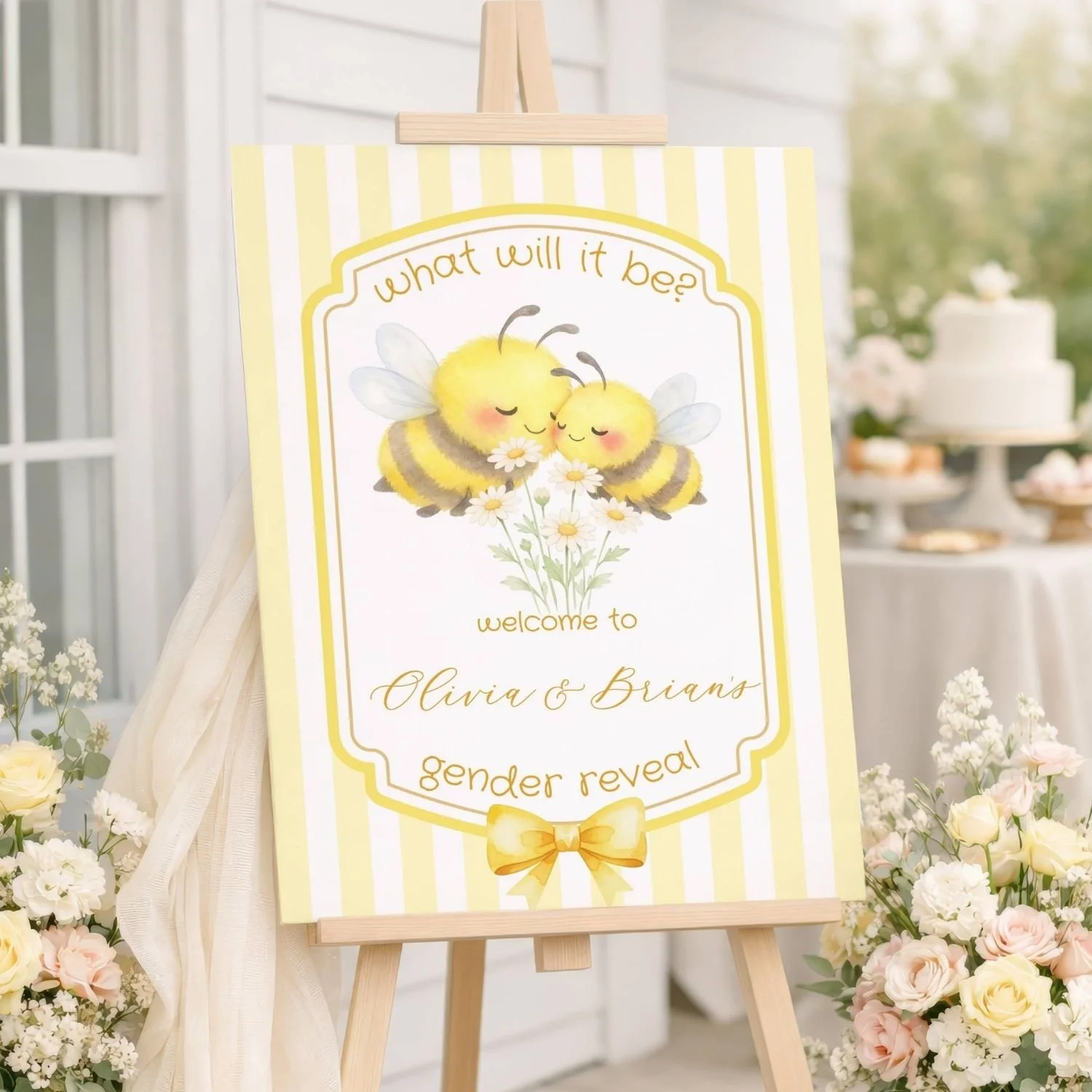 What Will It Bee Gender Reveal Welcome Sign Foam Board, Cute Honey Bee Party Decor #6