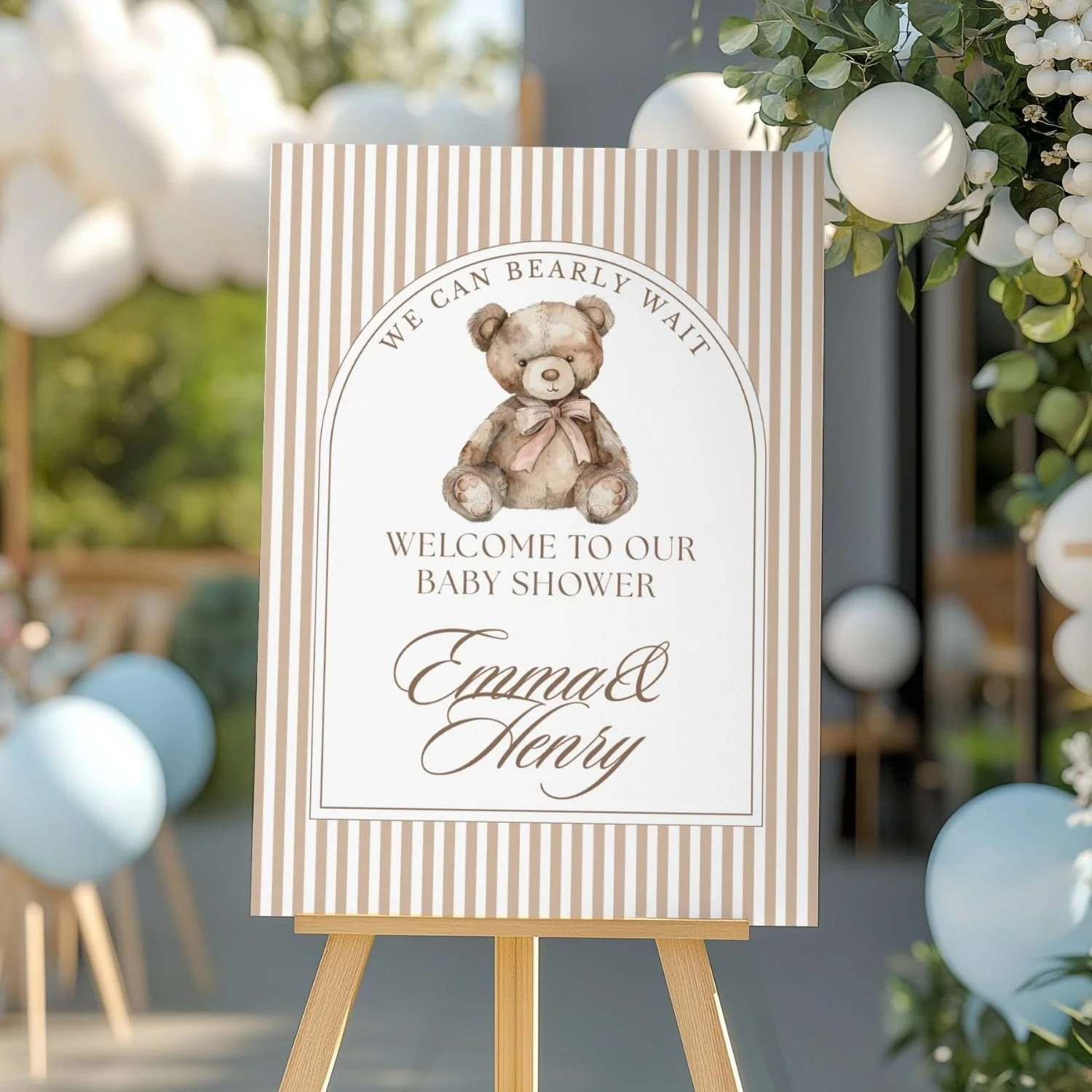 We Can Bearly Wait Teddy Bear Baby Shower Welcome Sign-#51