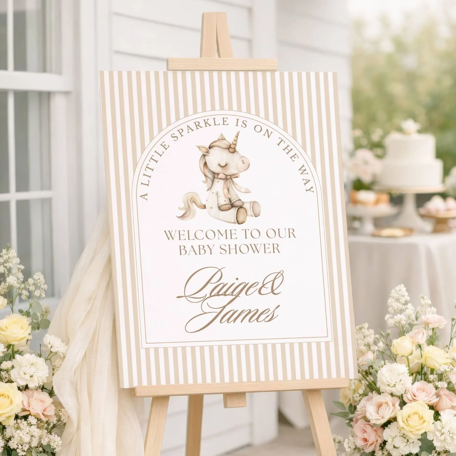 A Little Sparkle Unicorn Girl Baby Shower Welcome Sign-#48